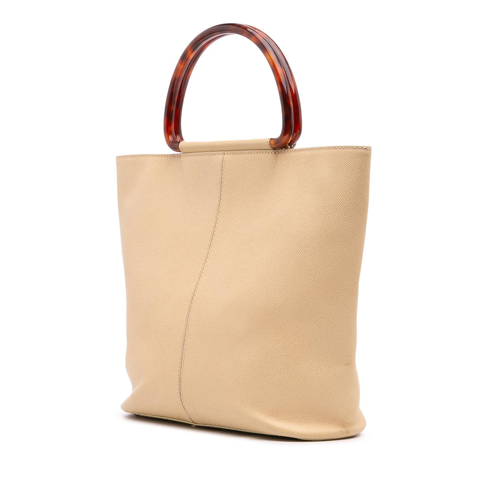 Chanel Grained Calfskin Tortoise Top Handle Tote