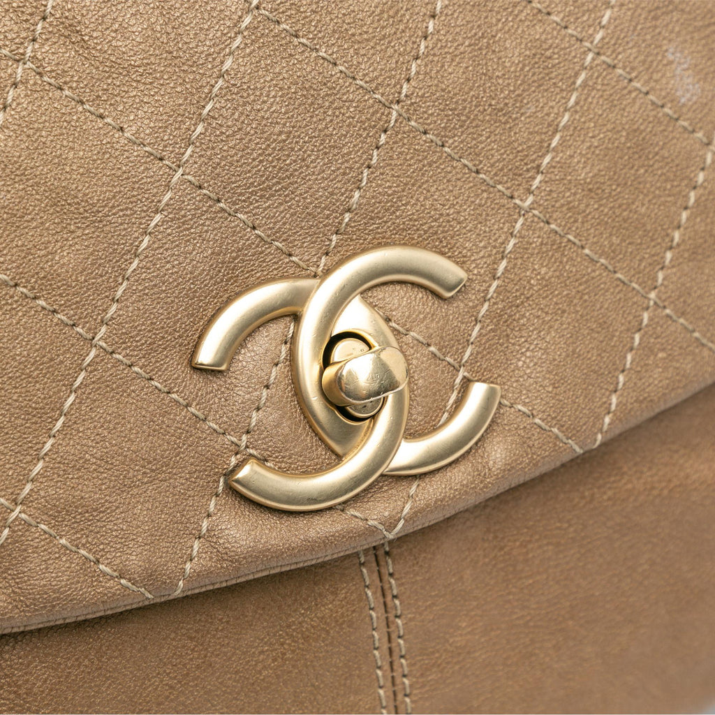 Chanel Grained Metallic Calfskin Trianon Messenger Flap