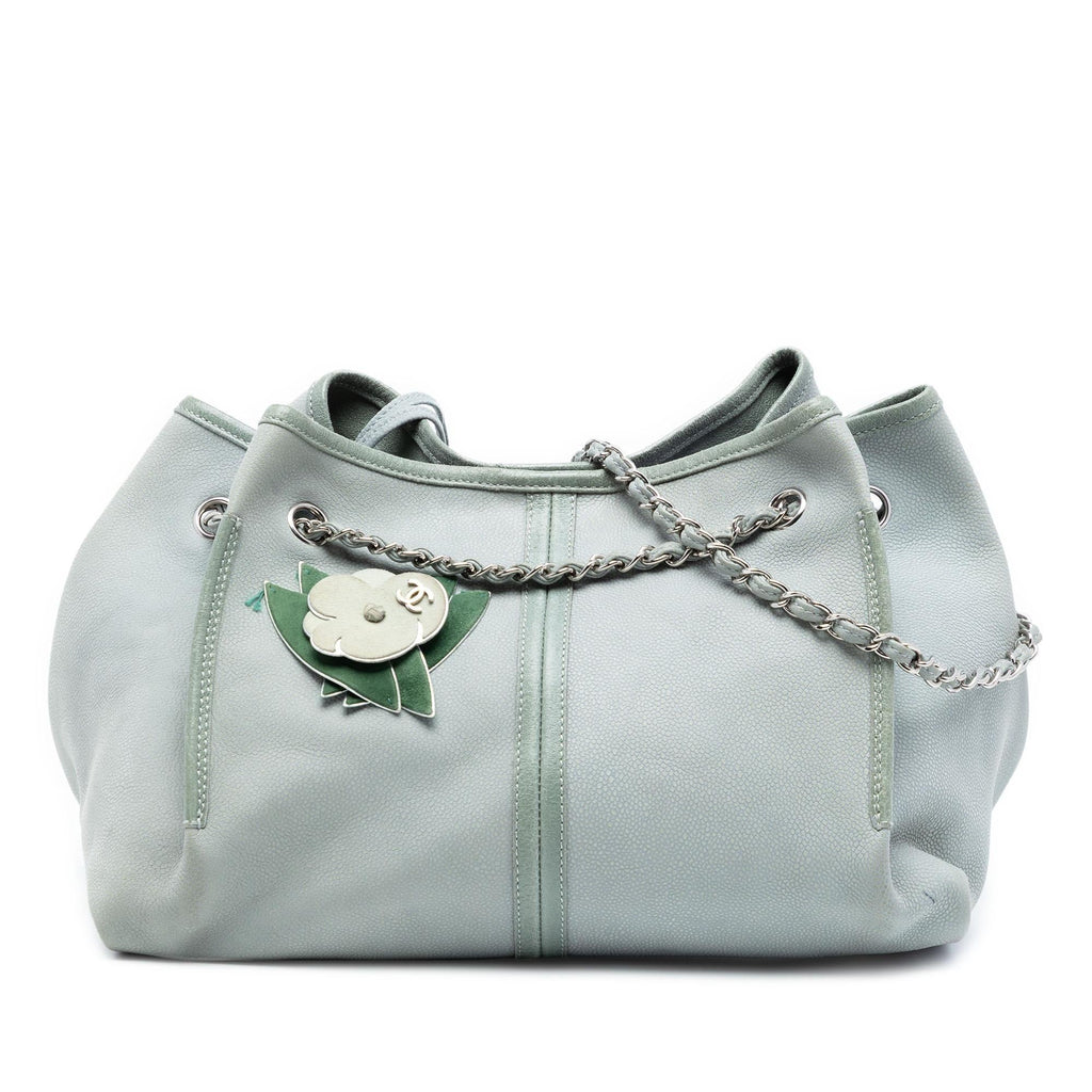 Chanel Grained Nubuck Camellia Patch Shopping Tote
