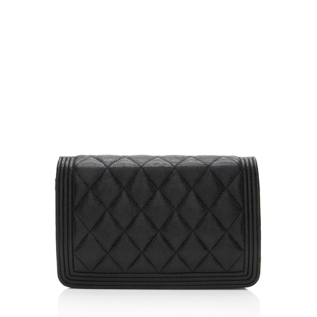 Chanel Caviar Leather Boy Wallet on Chain