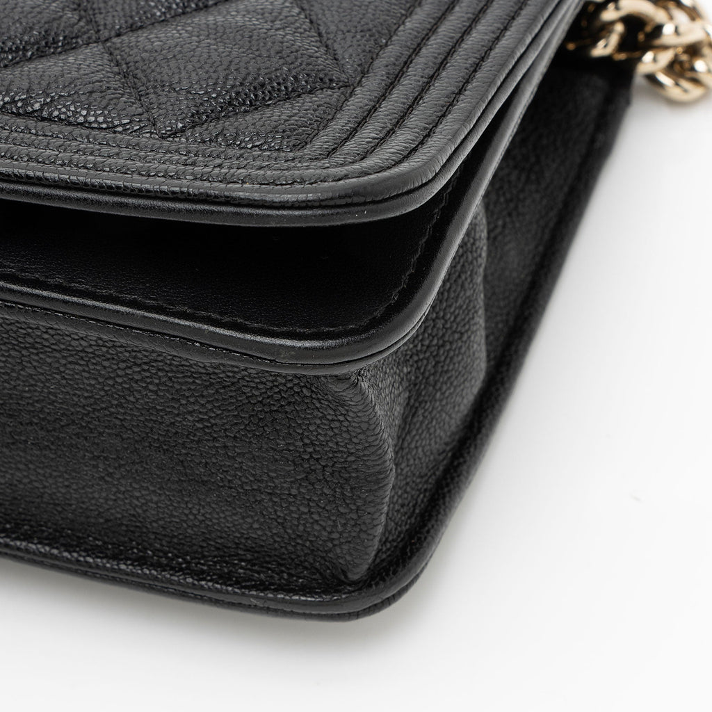 Chanel Caviar Leather Boy Wallet on Chain