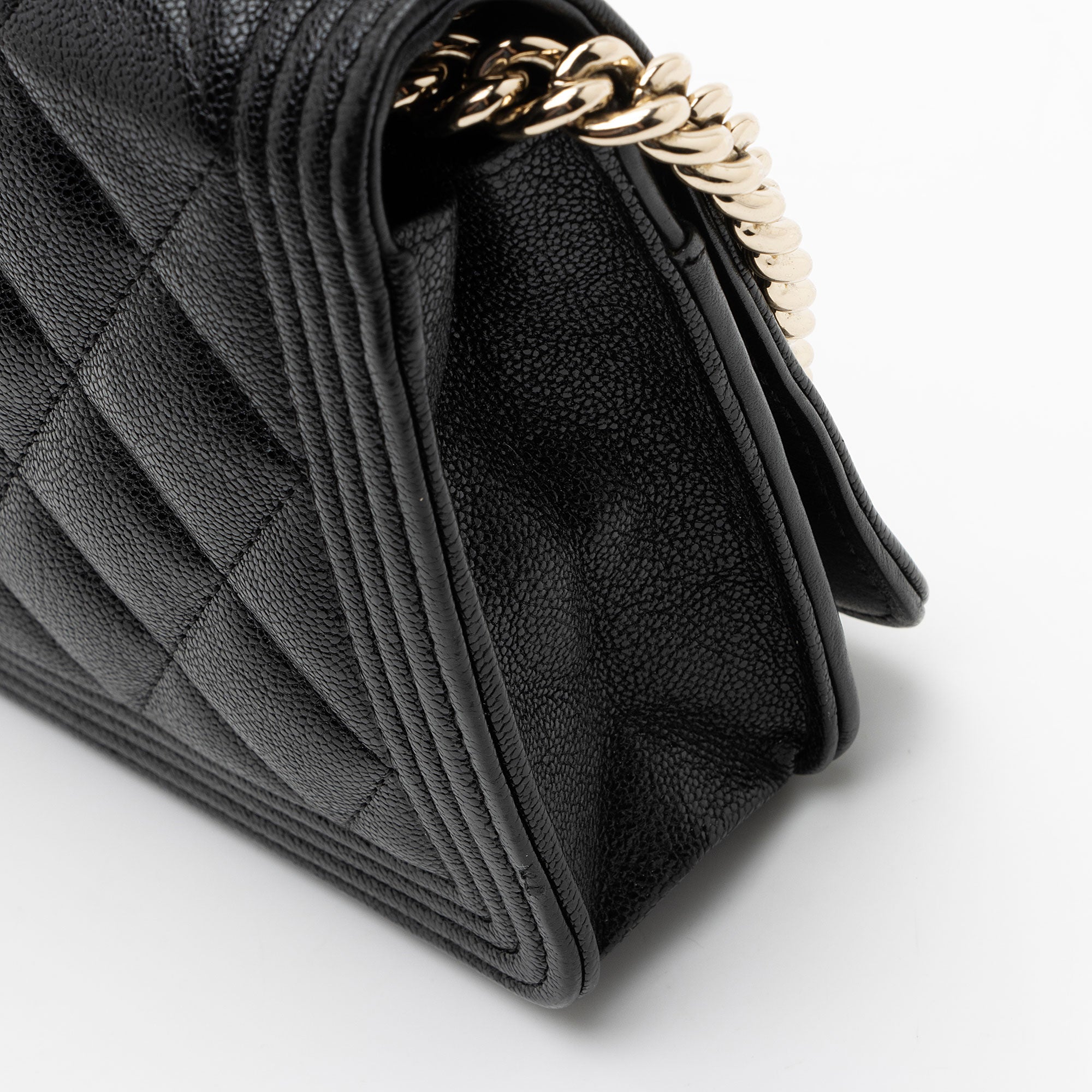Chanel Caviar Leather Boy Wallet on Chain