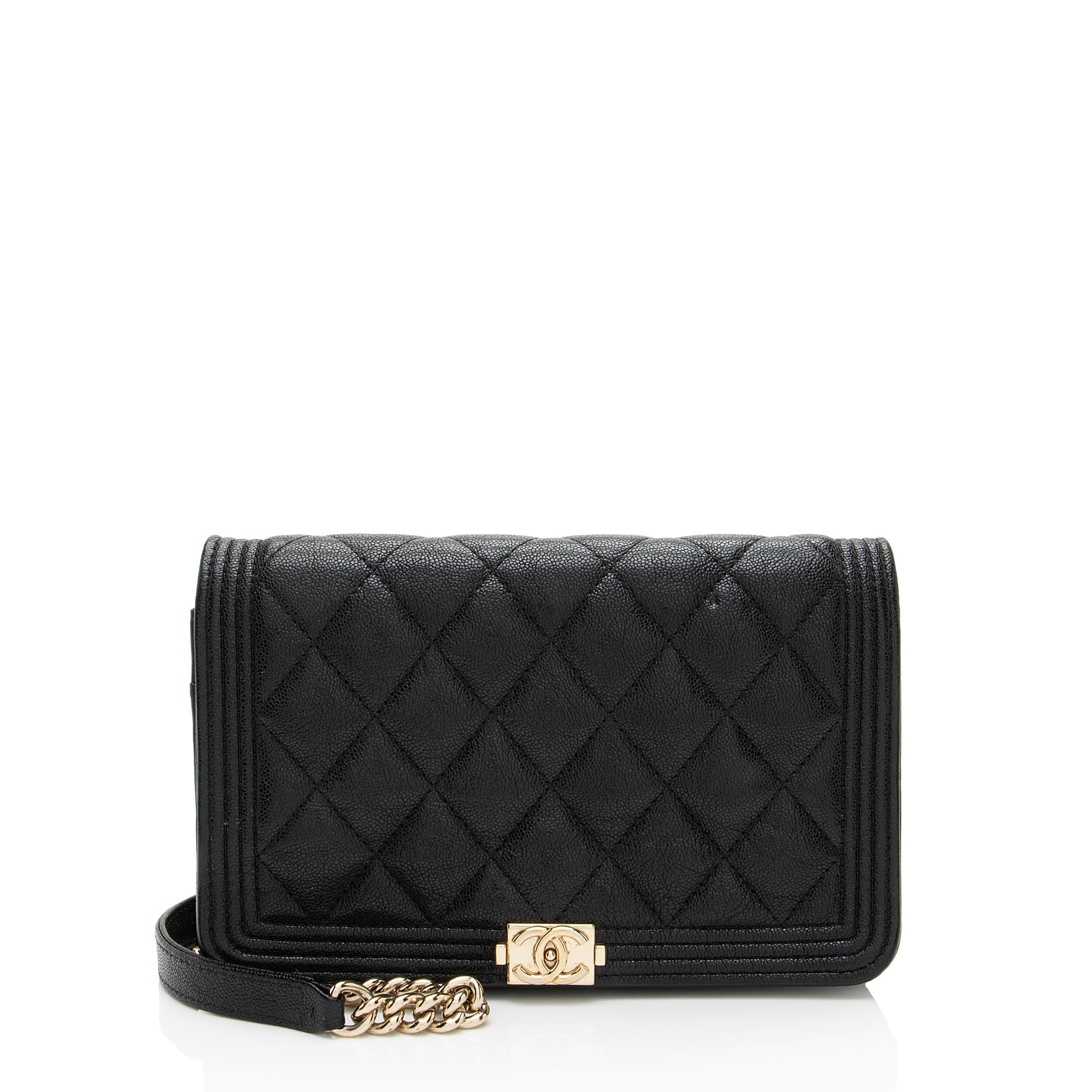 Chanel Caviar Leather Boy Wallet on Chain