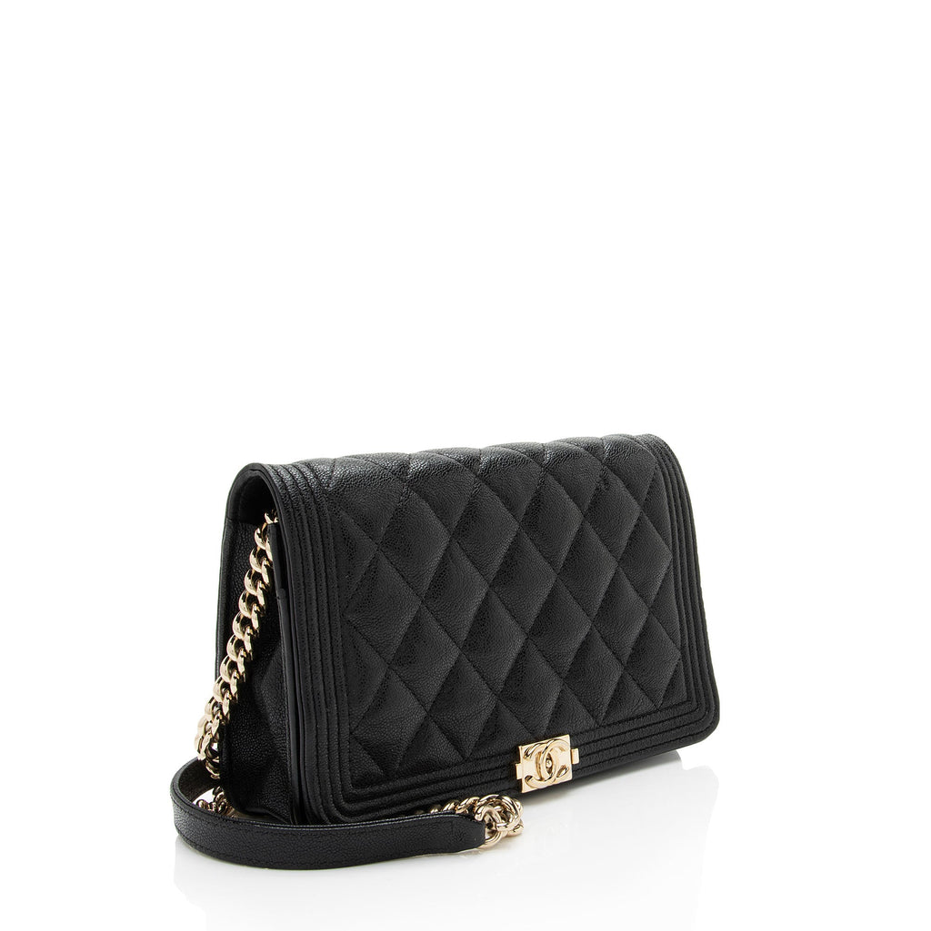 Chanel Caviar Leather Boy Wallet on Chain