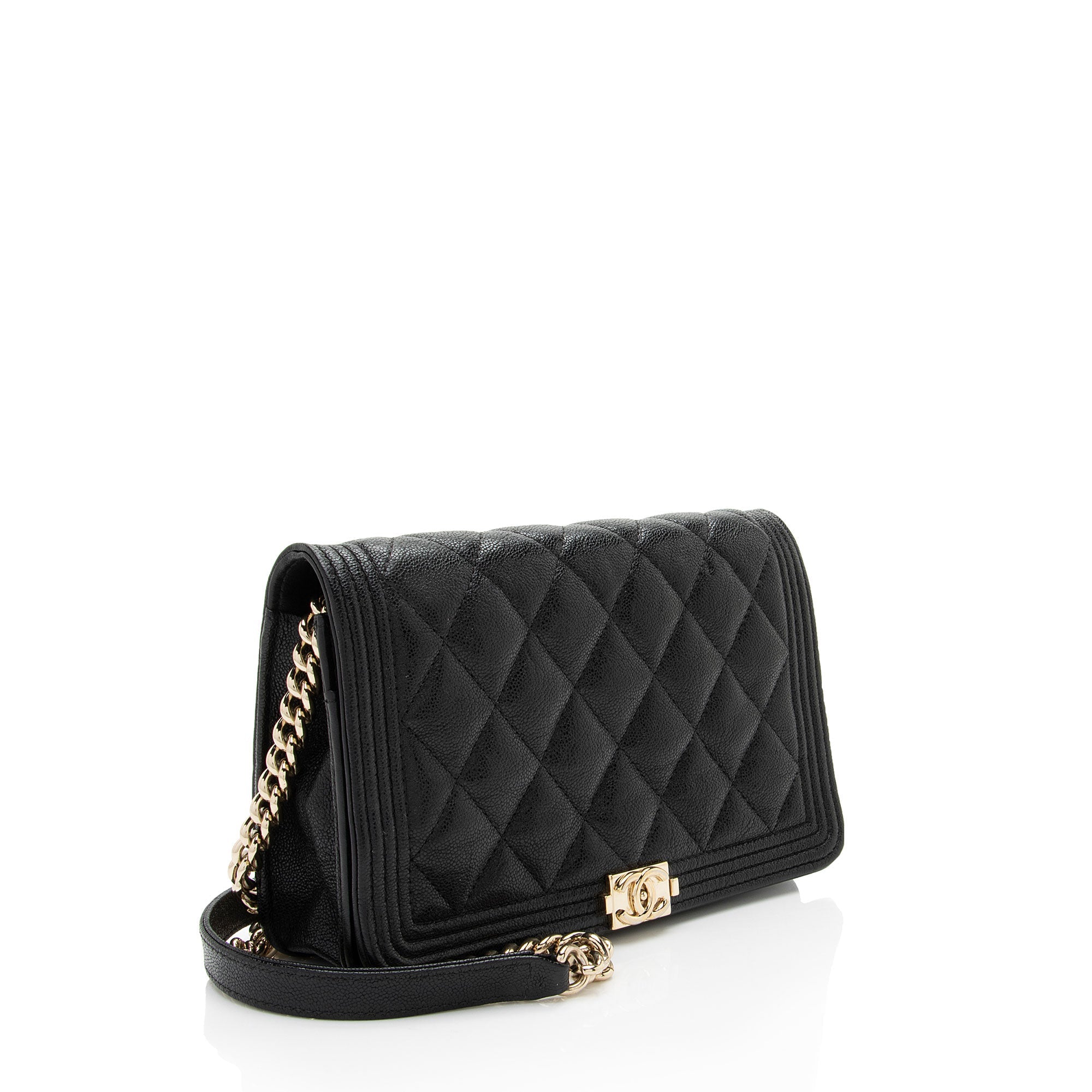 Chanel Caviar Leather Boy Wallet on Chain