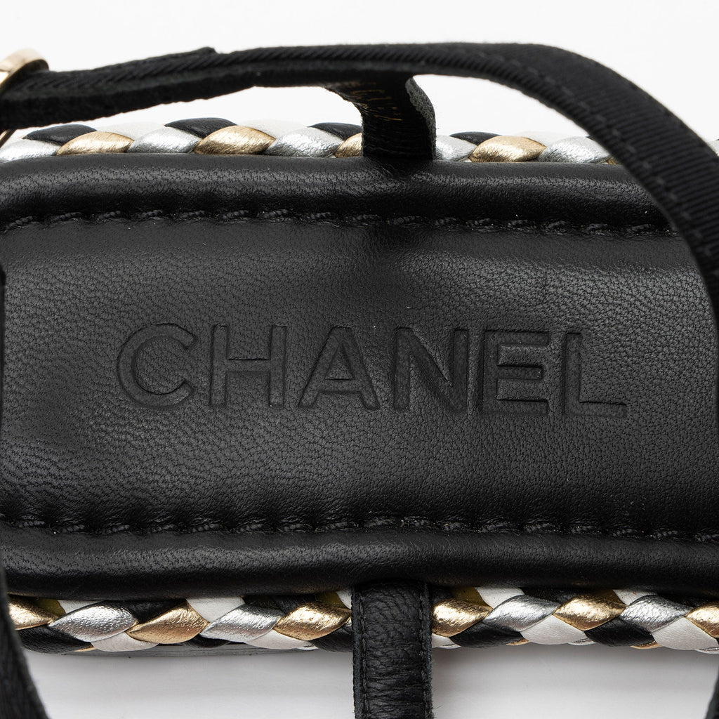 Chanel Grosgrain Chain Thong Sandals  - Size 7C / 37C