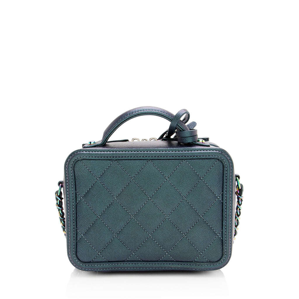 Chanel Iridescent Caviar Leather CC Filigree Small Vanity Case