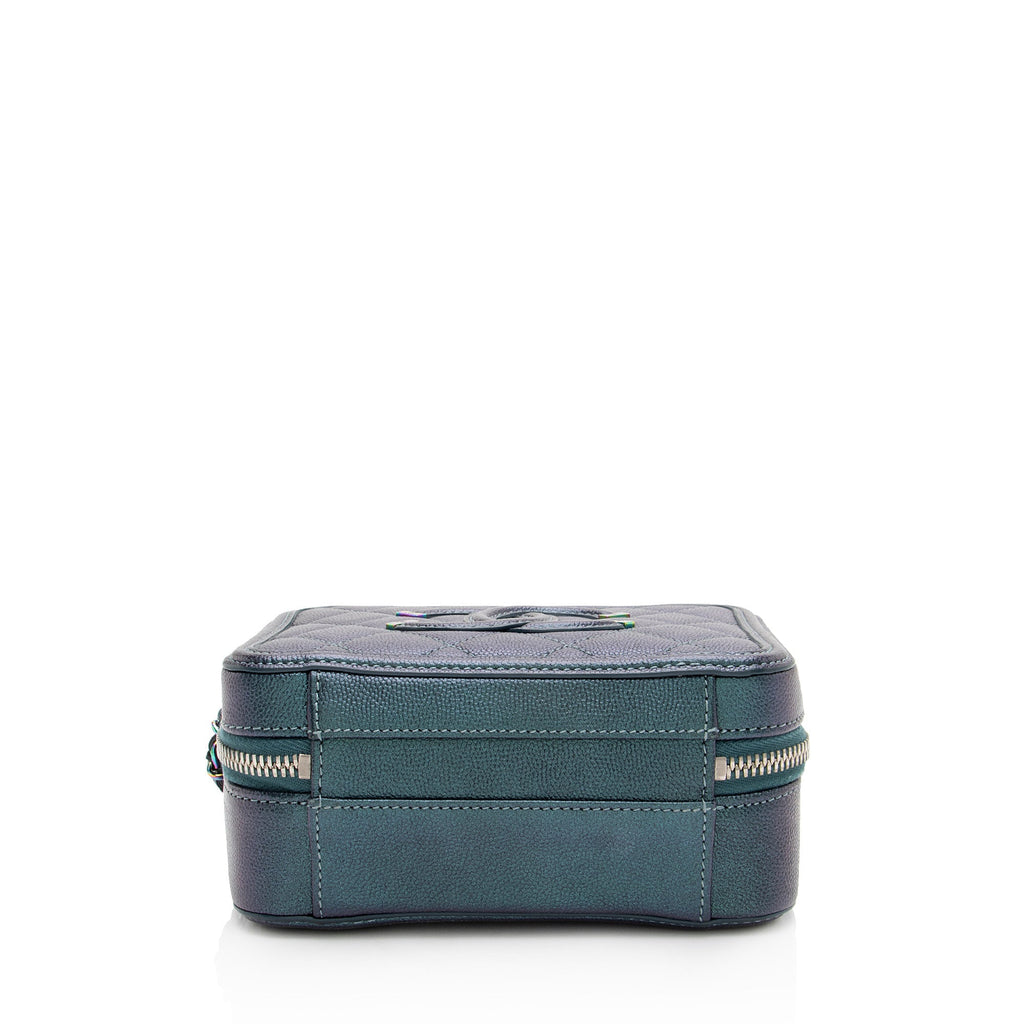Chanel Iridescent Caviar Leather CC Filigree Small Vanity Case