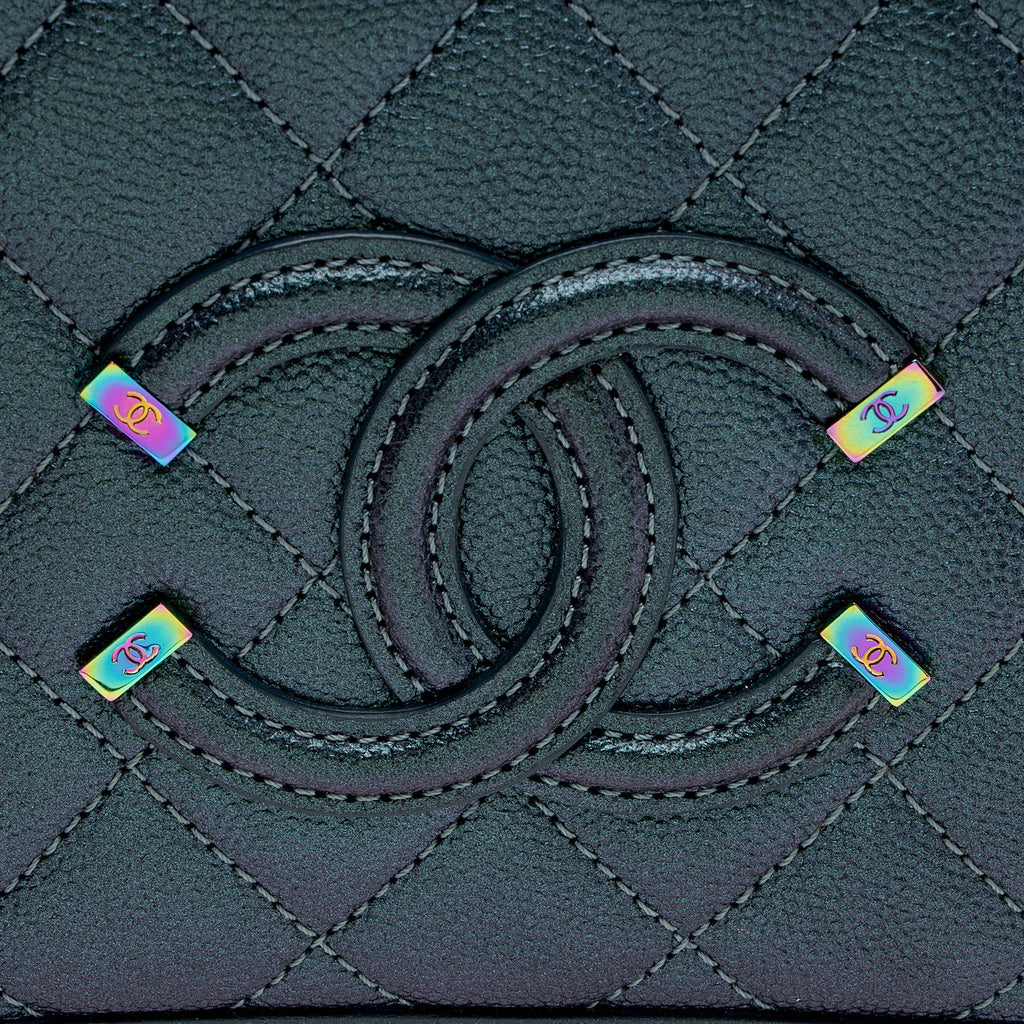 Chanel Iridescent Caviar Leather CC Filigree Small Vanity Case