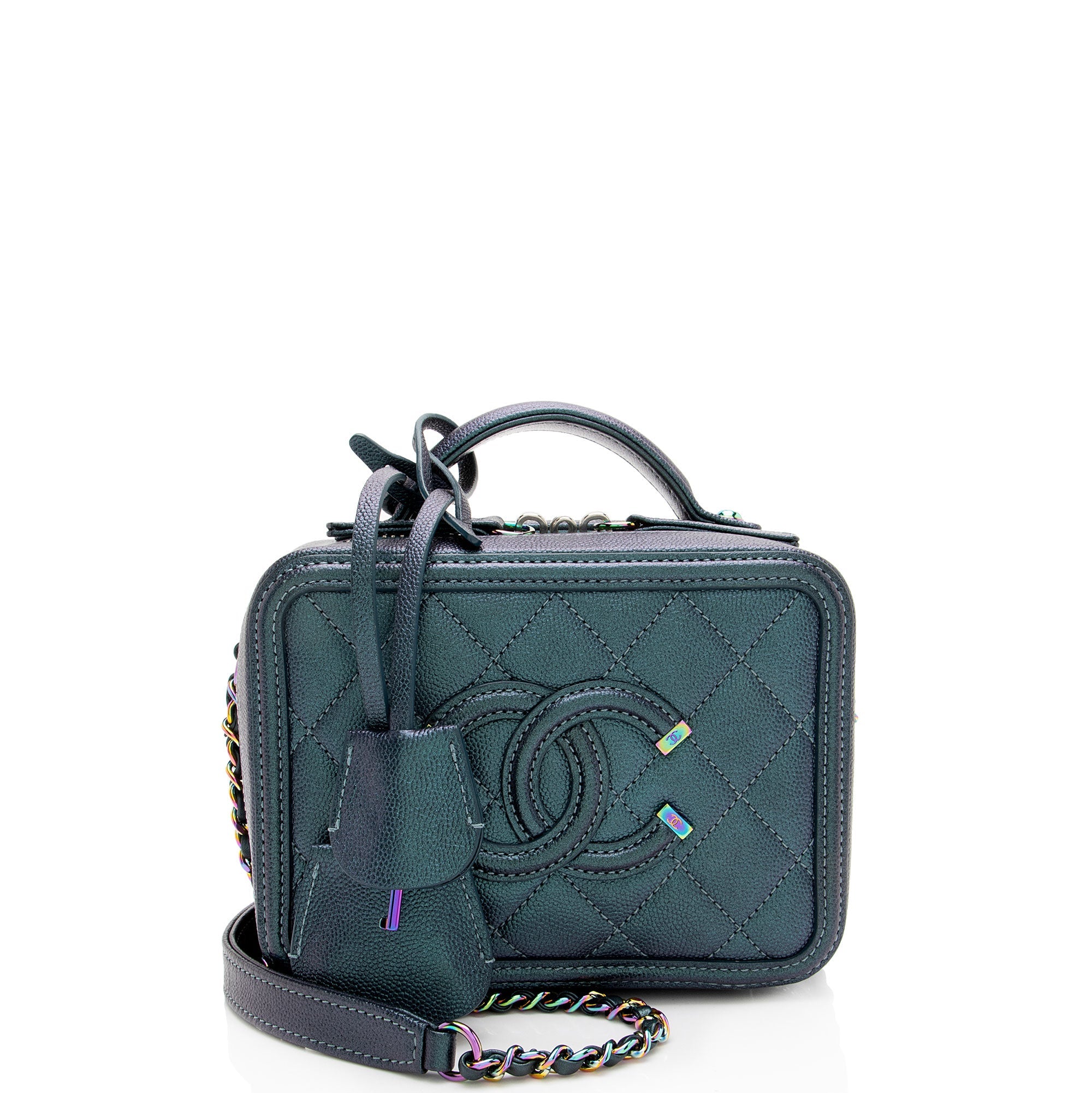 Chanel Iridescent Caviar Leather CC Filigree Small Vanity Case