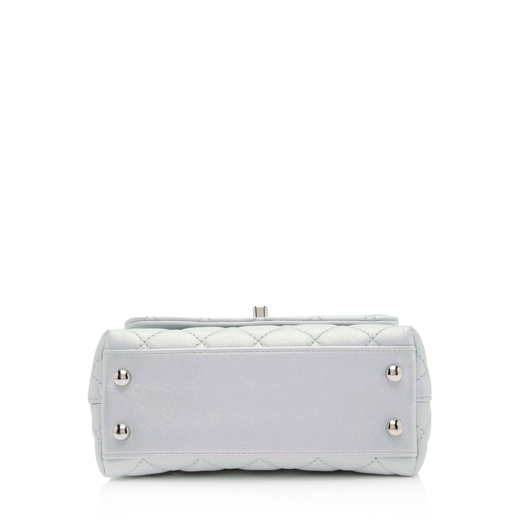 Chanel Iridescent Caviar Leather Coco Top Handle Extra Mini Flap Bag (SHF-vtNkel)