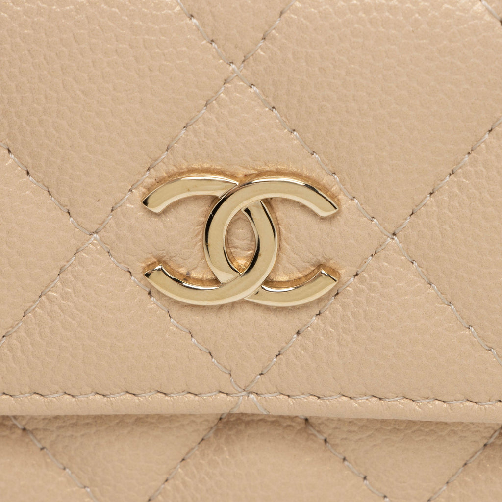 Chanel Iridescent Caviar Leather Pearl On Top Crossbody