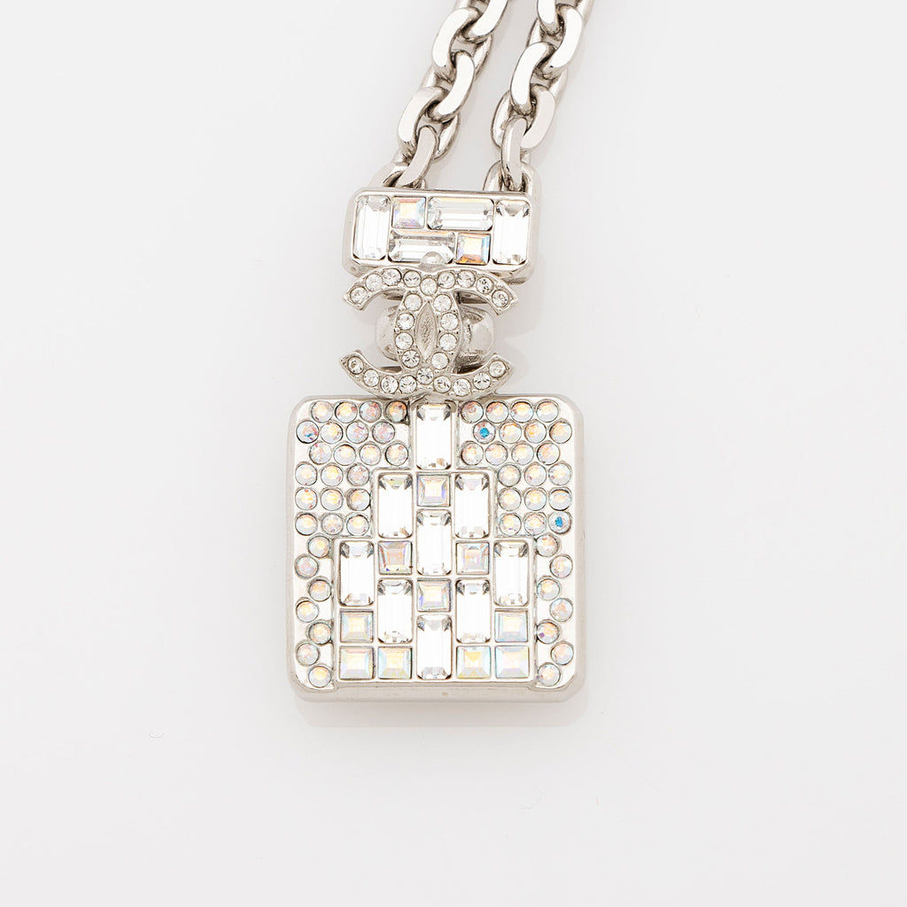 Chanel Iridescent Crystal CC Perfume Bottle Necklace
