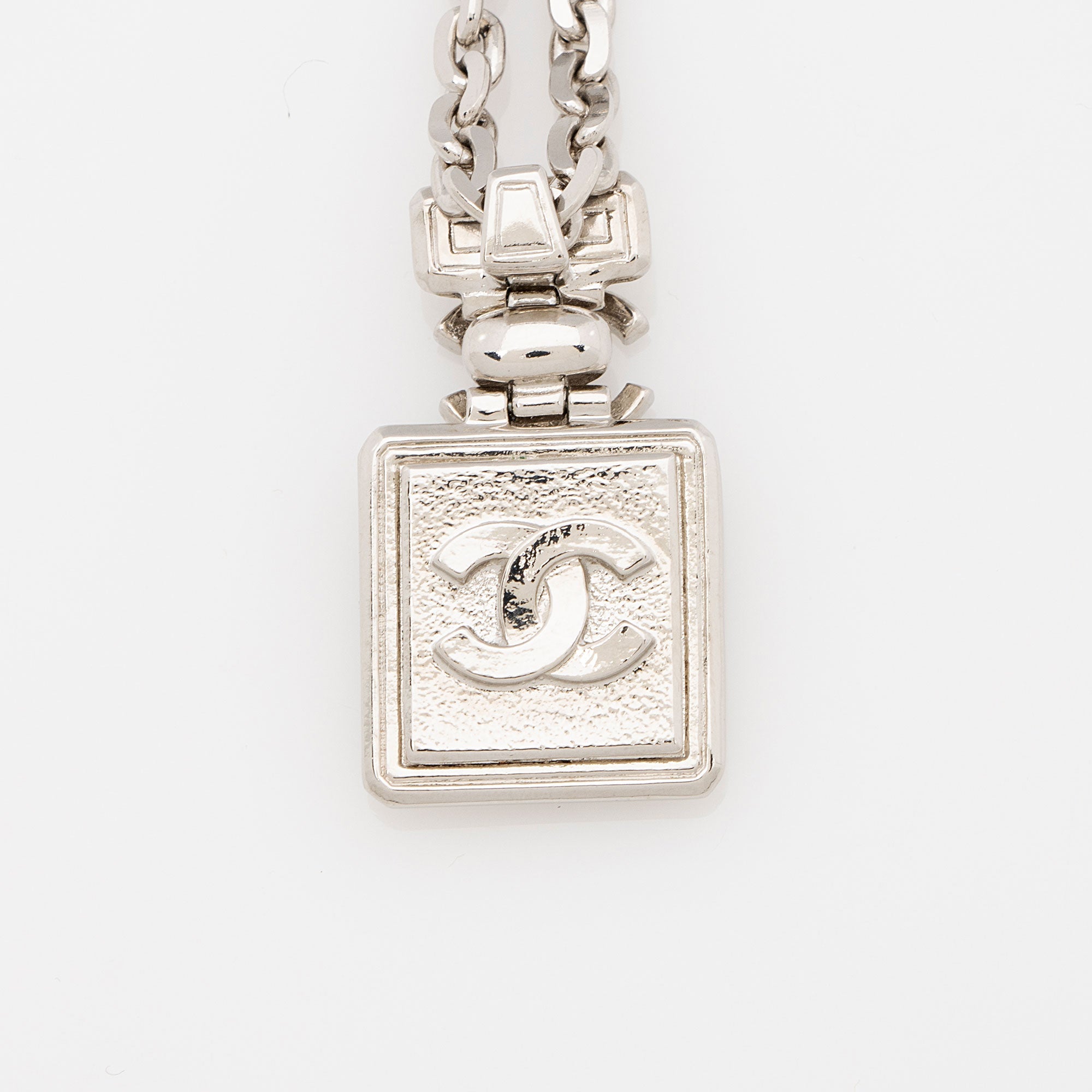 Chanel Iridescent Crystal CC Perfume Bottle Necklace