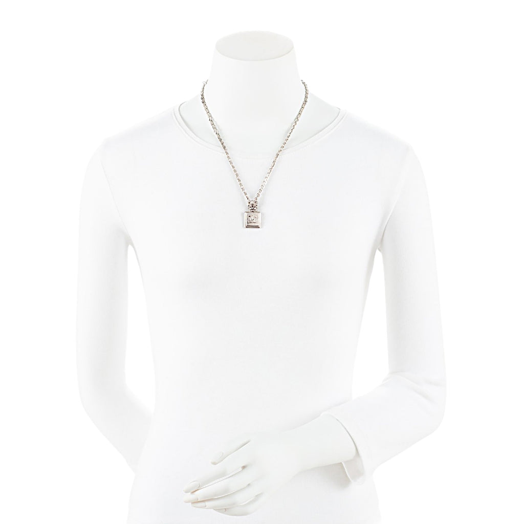 Chanel Iridescent Crystal CC Perfume Bottle Necklace