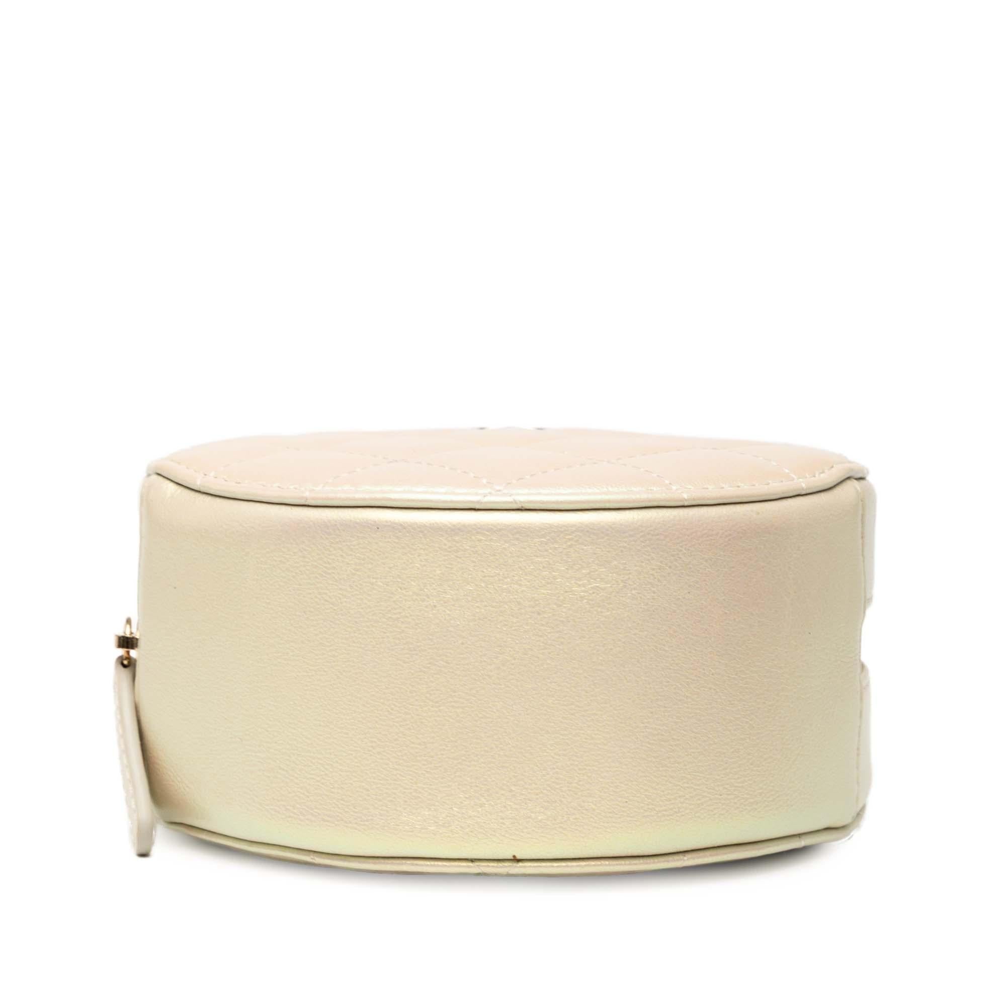 Chanel Iridescent Quilted Lambskin Round Clutch With Chain