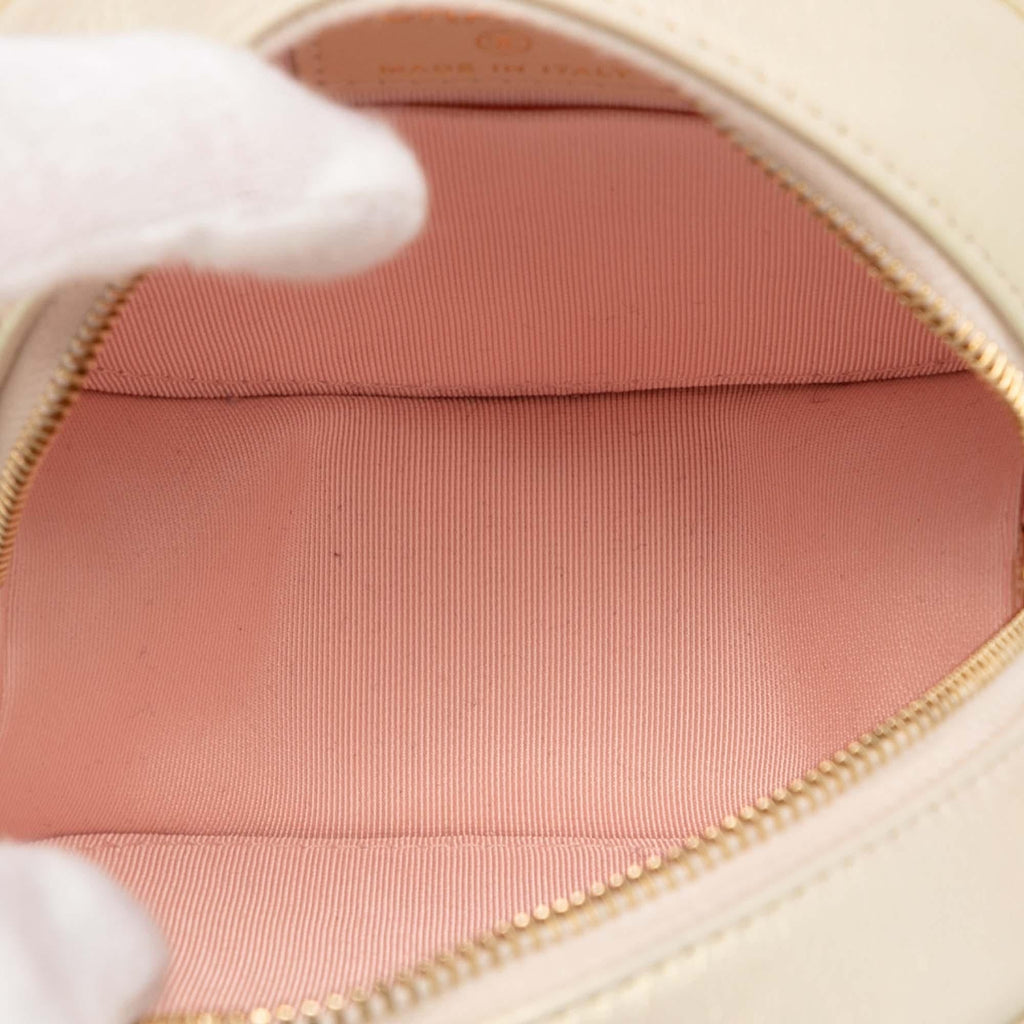 Chanel Iridescent Quilted Lambskin Round Clutch With Chain