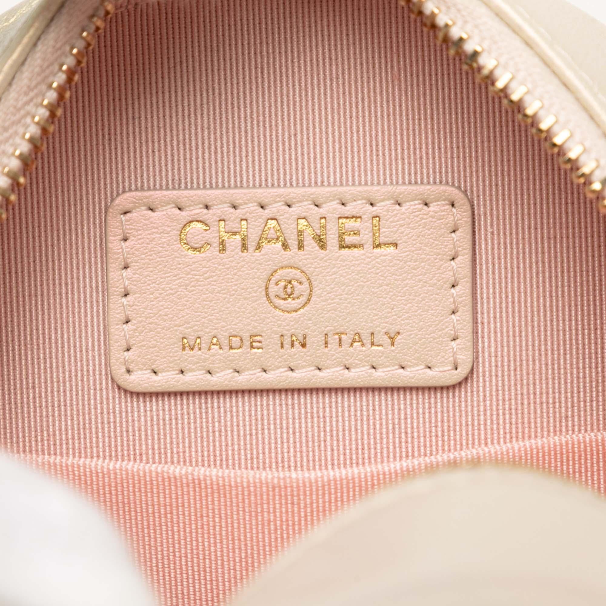 Chanel Iridescent Quilted Lambskin Round Clutch With Chain