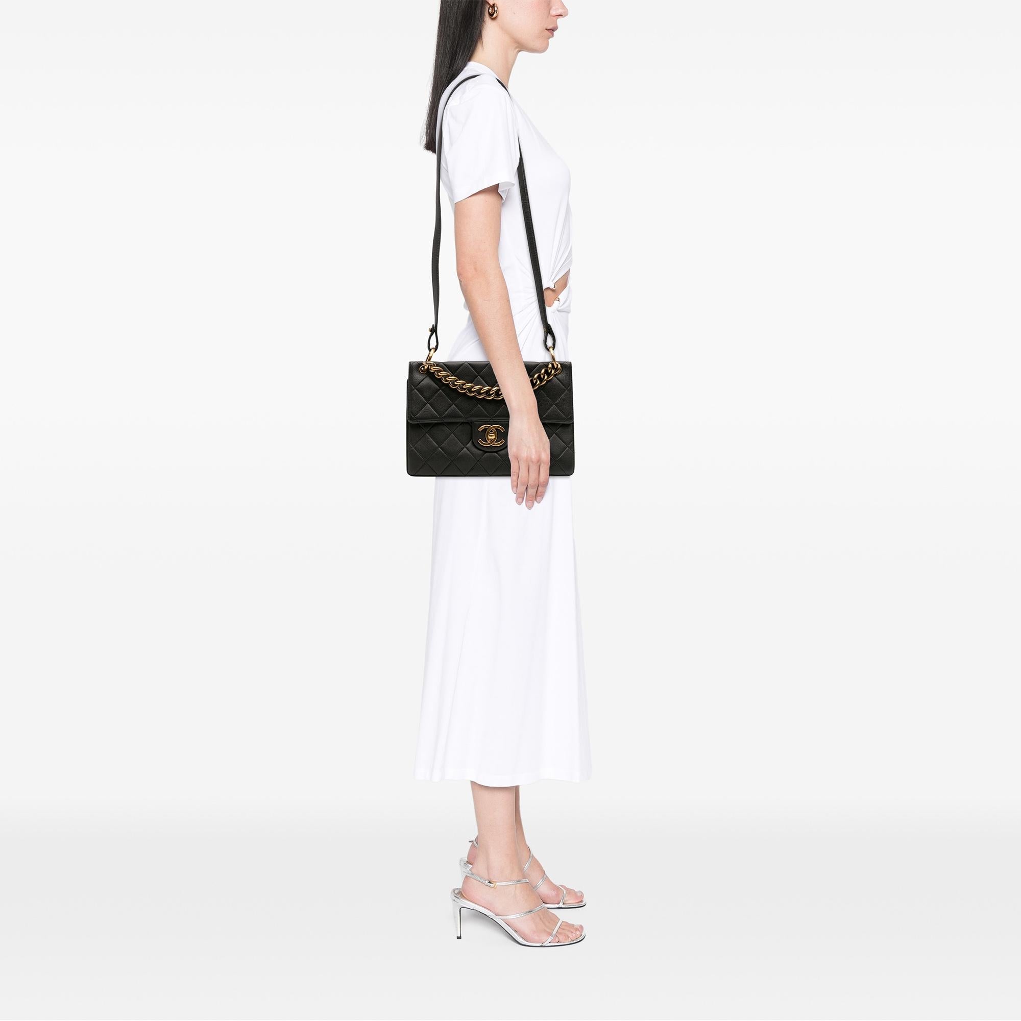 Chanel Jumbo CC Quilted Caviar Chunky Chain Flap