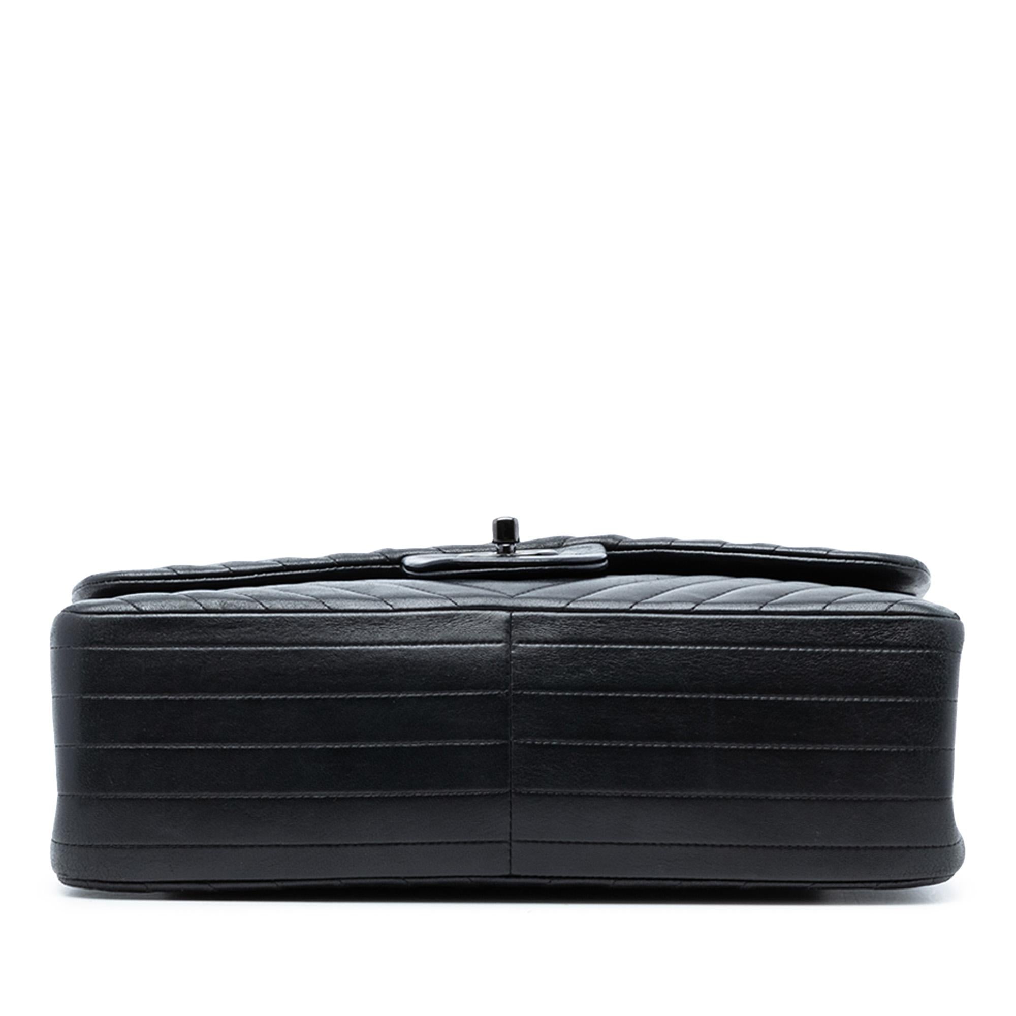 Chanel Jumbo Classic Chevron Lambskin So Black Double Flap