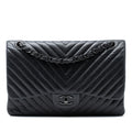 Chanel Jumbo Classic Chevron Lambskin So Black Double Flap