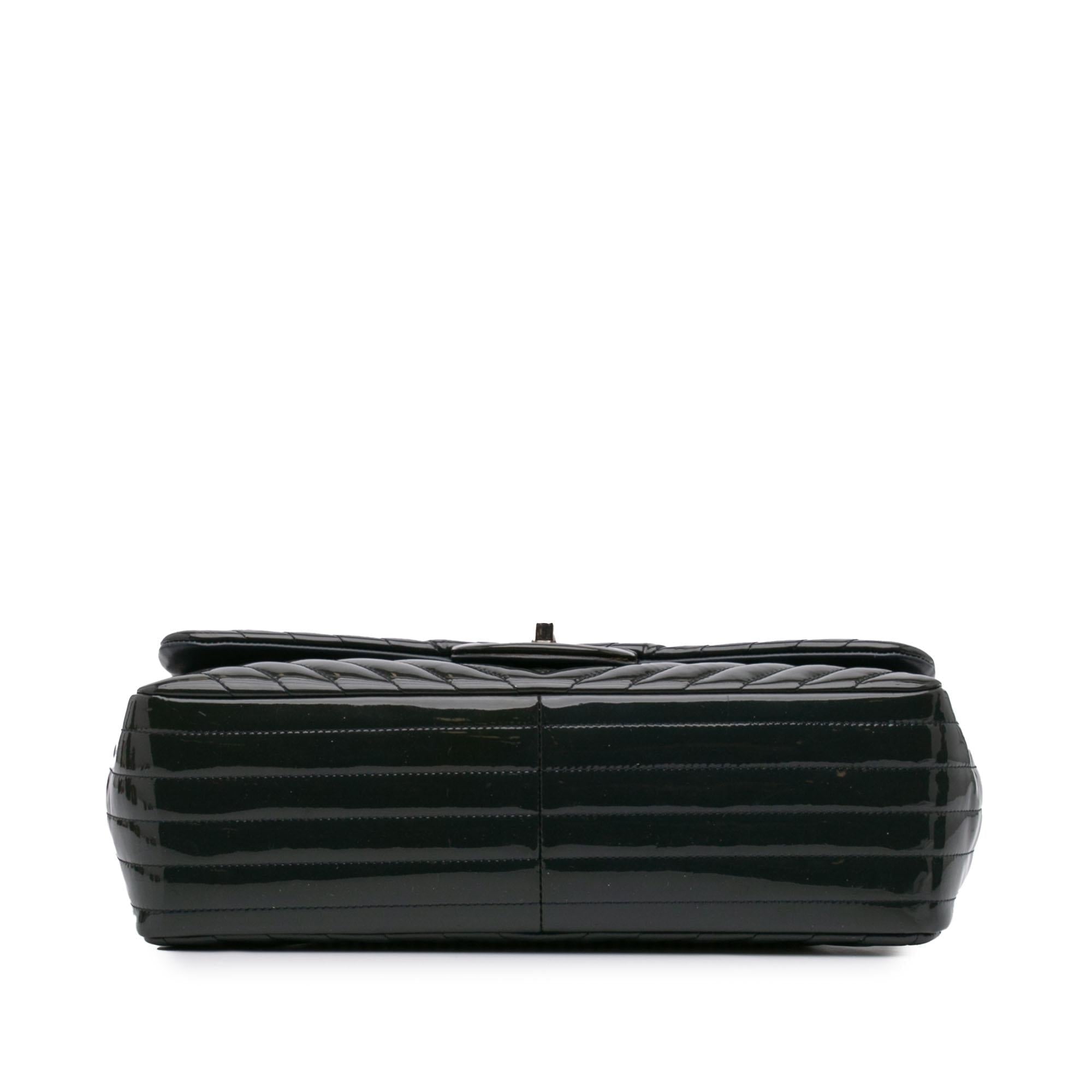 Chanel Jumbo Classic Chevron Patent Double Flap