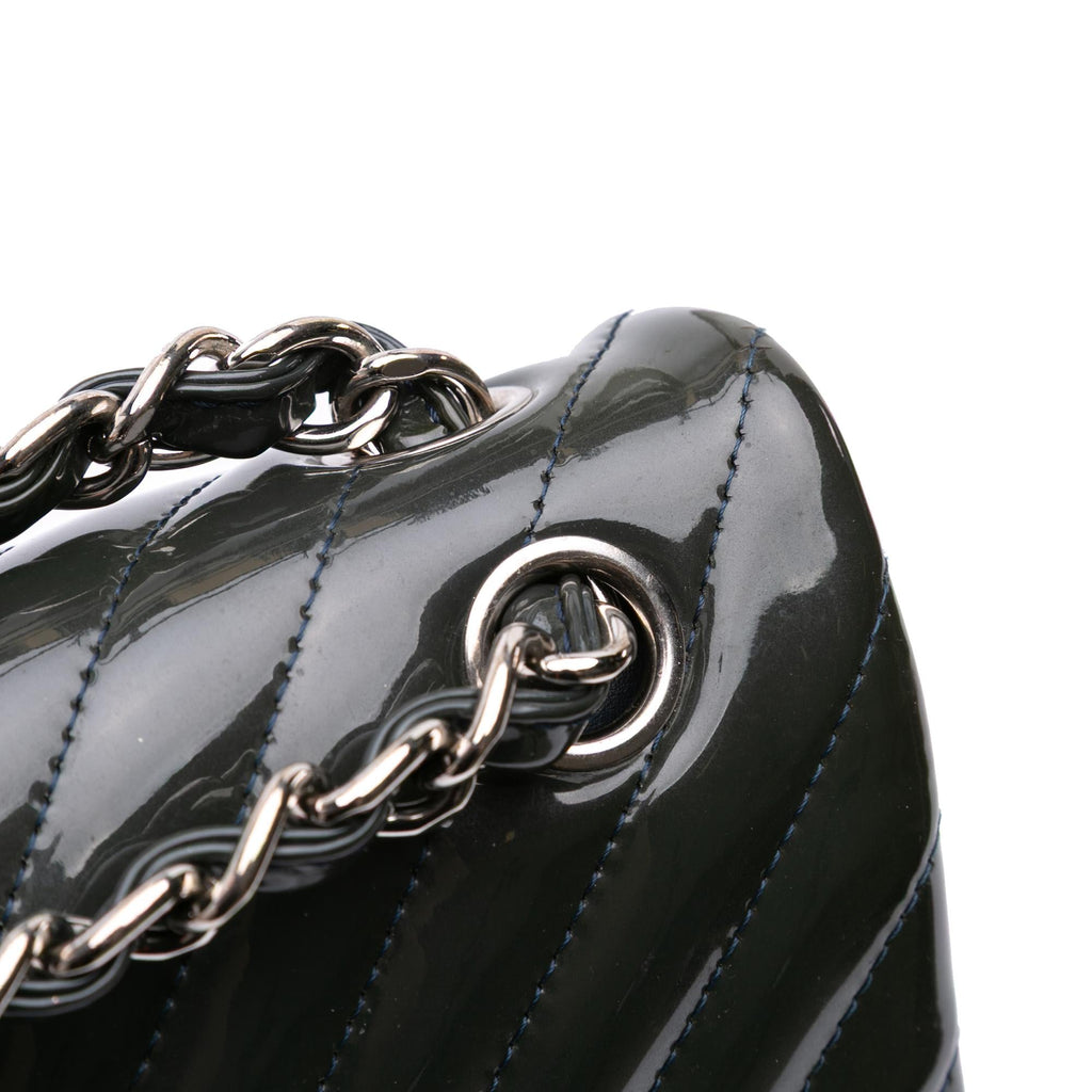 Chanel Jumbo Classic Chevron Patent Double Flap