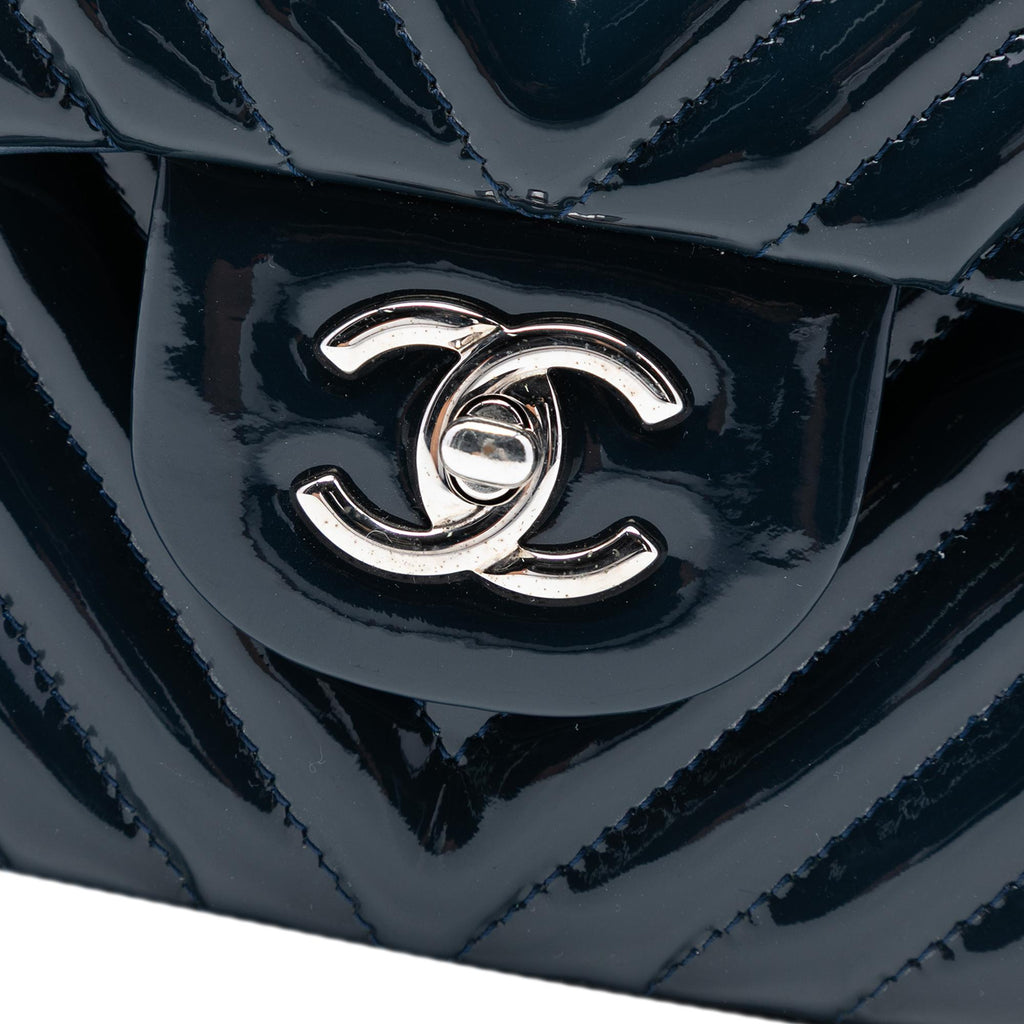 Chanel Jumbo Classic Chevron Patent Double Flap