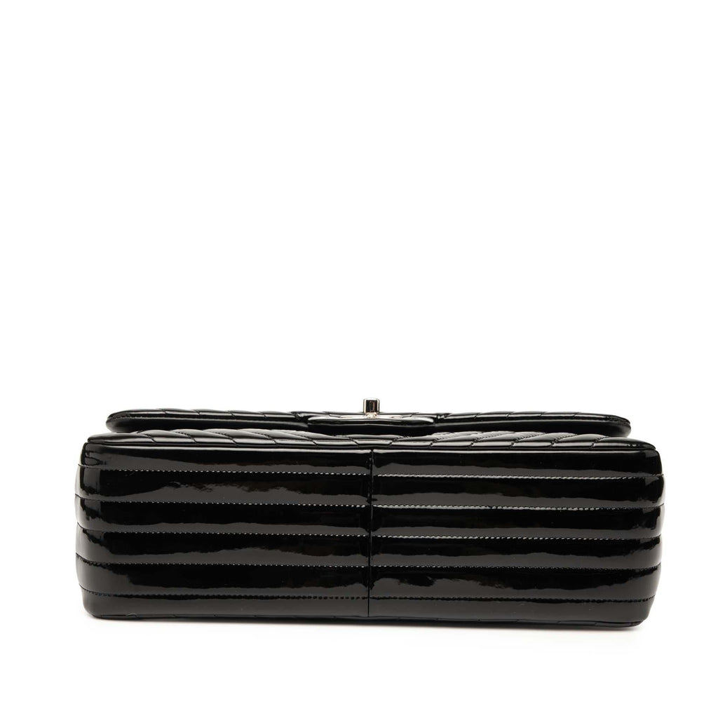 Chanel Jumbo Classic Chevron Patent Double Flap
