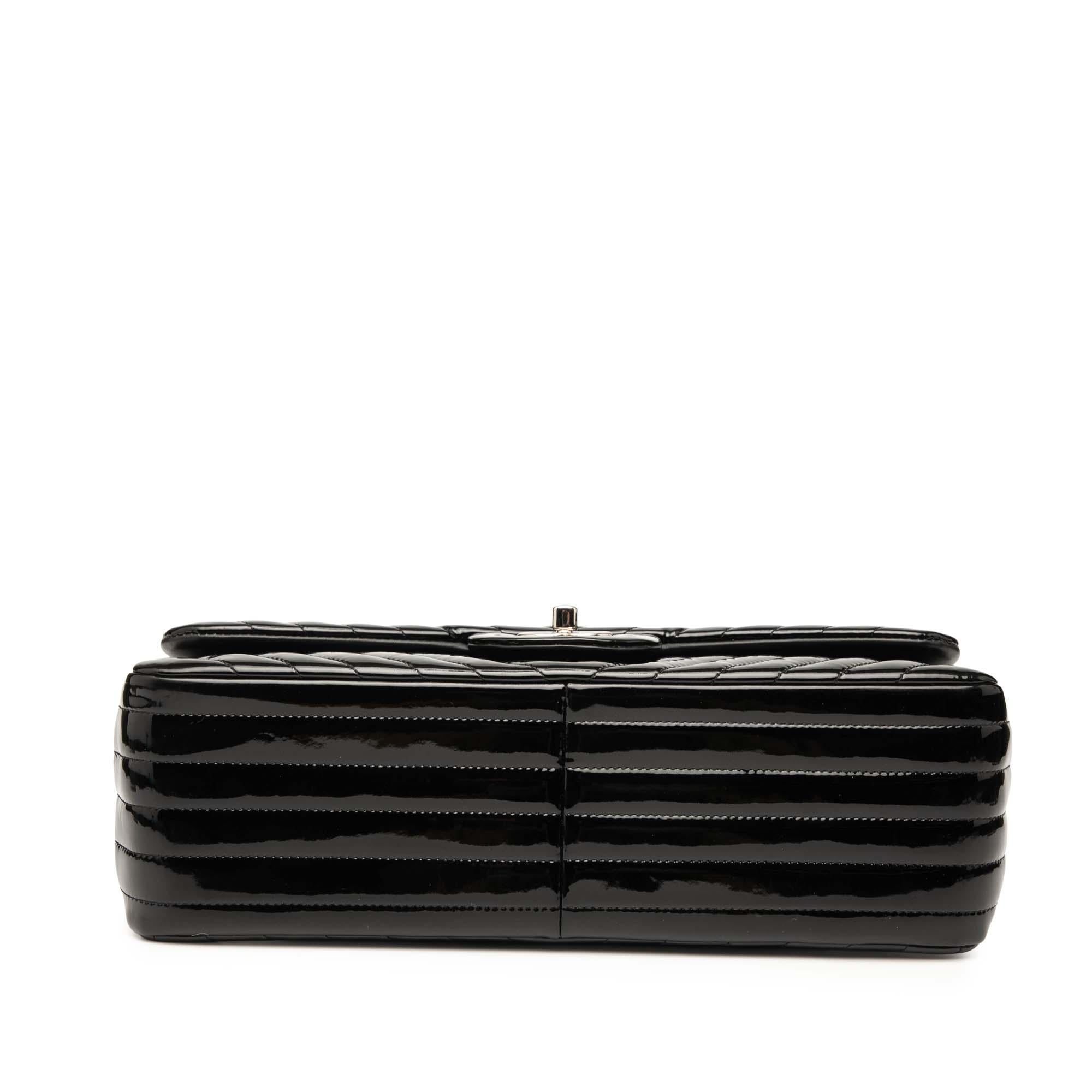Chanel Jumbo Classic Chevron Patent Double Flap