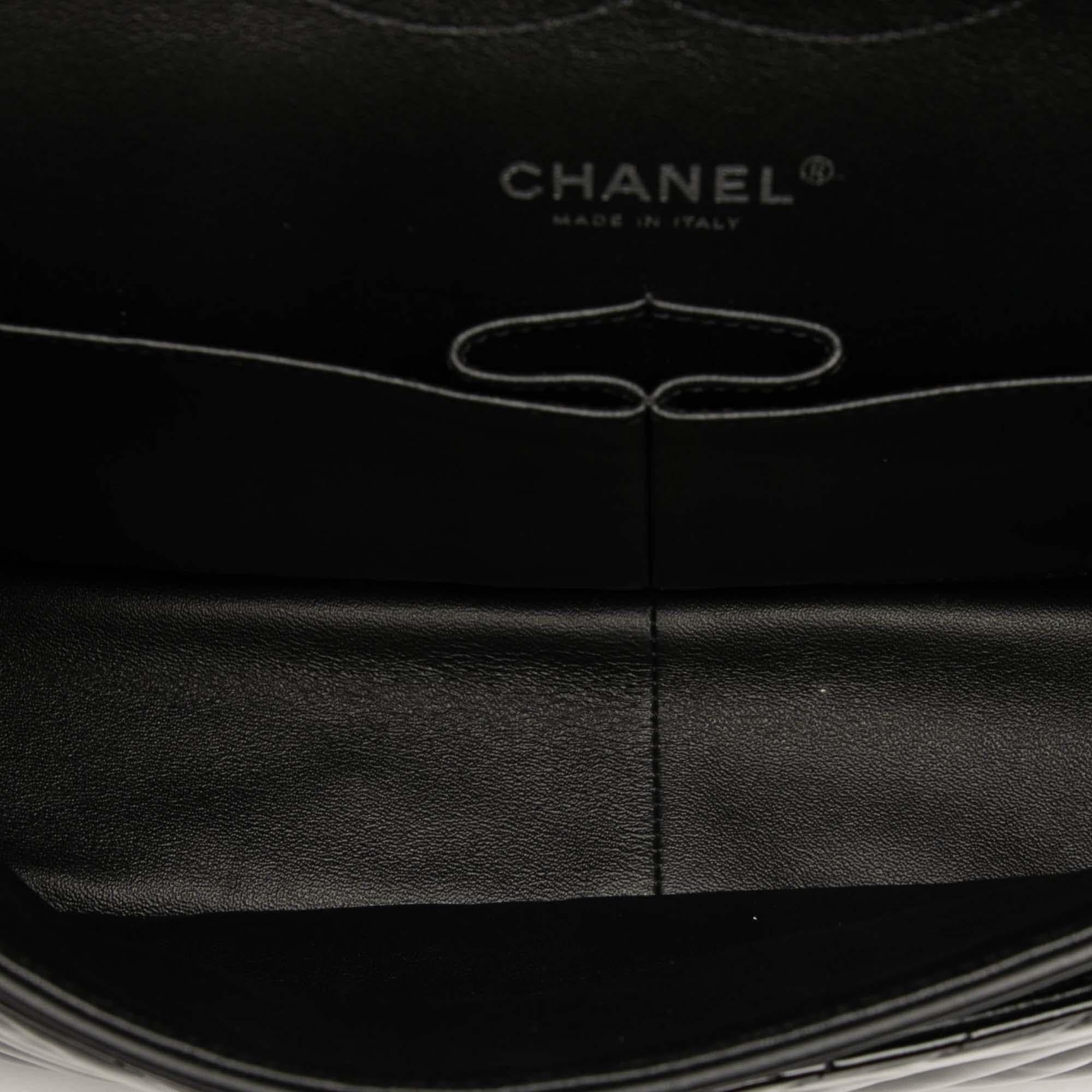 Chanel Jumbo Classic Chevron Patent Double Flap
