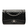 Chanel Jumbo Classic Chevron Patent Double Flap