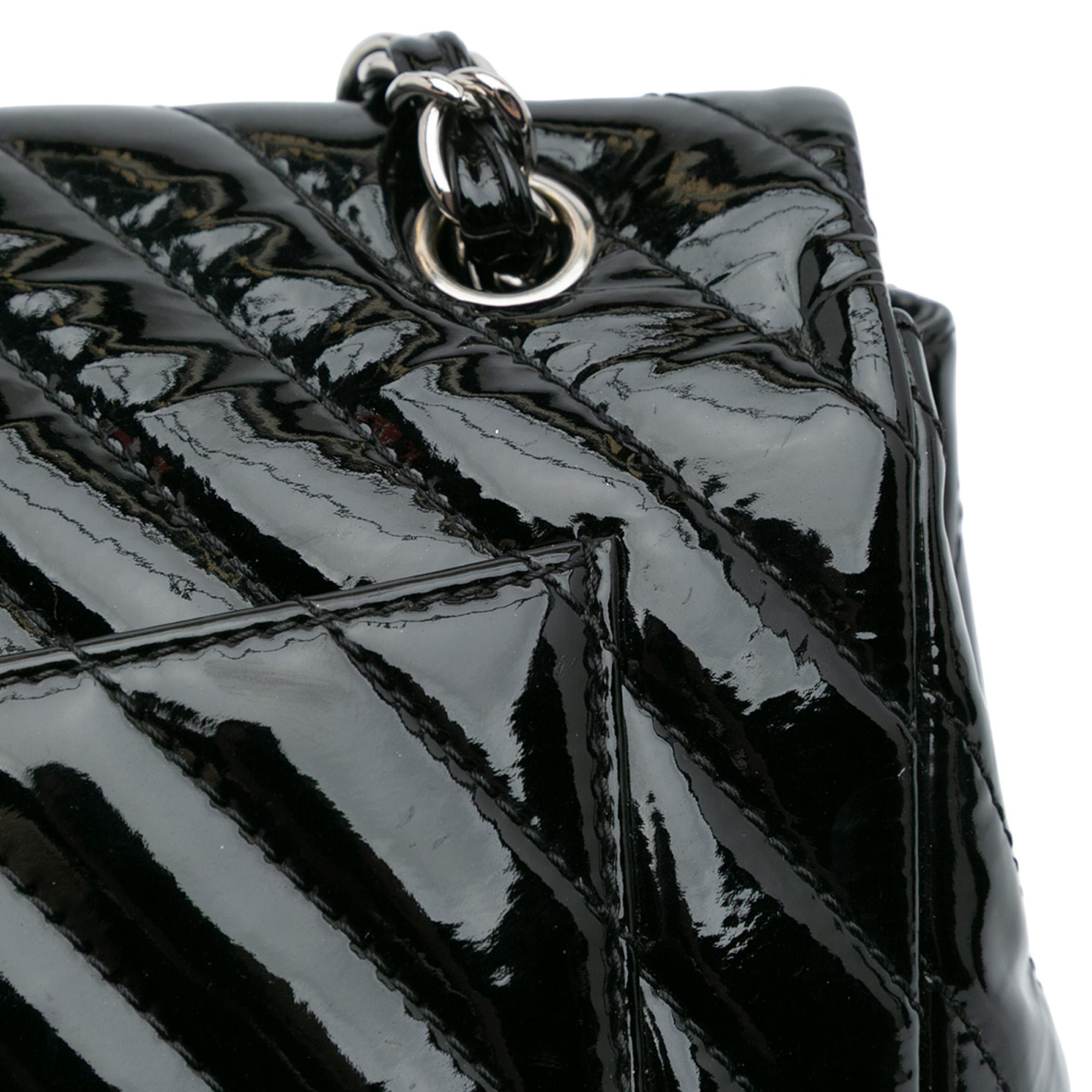 Chanel Jumbo Classic Chevron Patent Single Flap