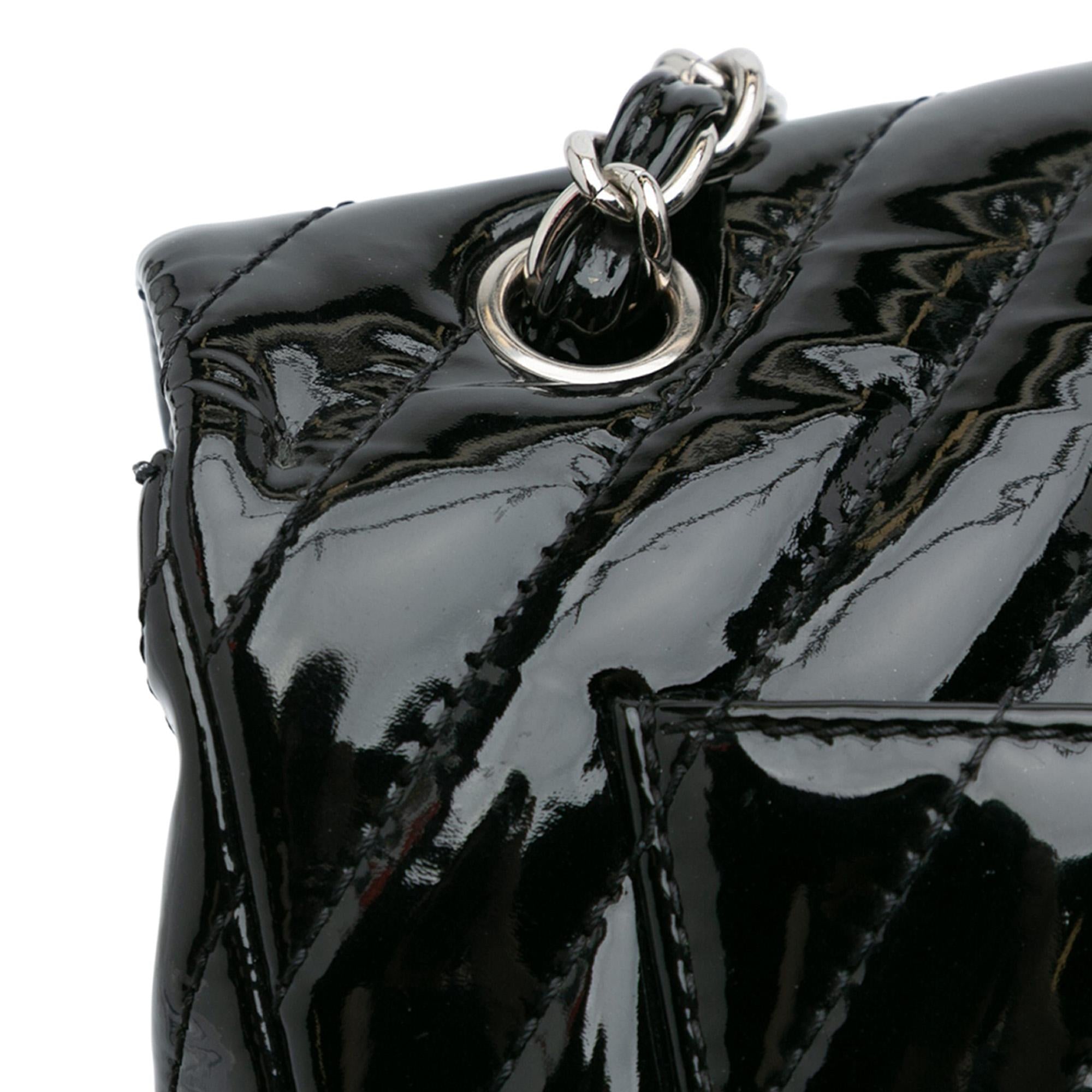 Chanel Jumbo Classic Chevron Patent Single Flap