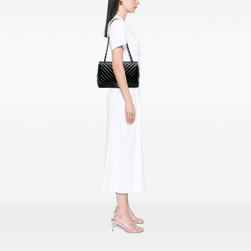 Chanel Jumbo Classic Chevron Patent Single Flap