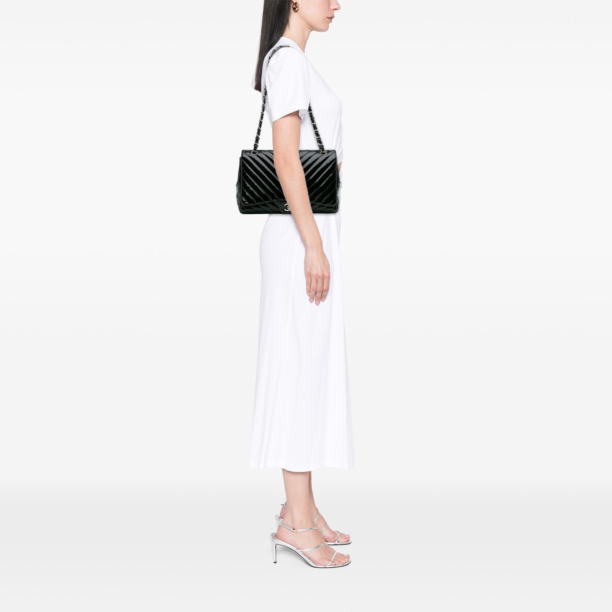Chanel Jumbo Classic Chevron Patent Single Flap