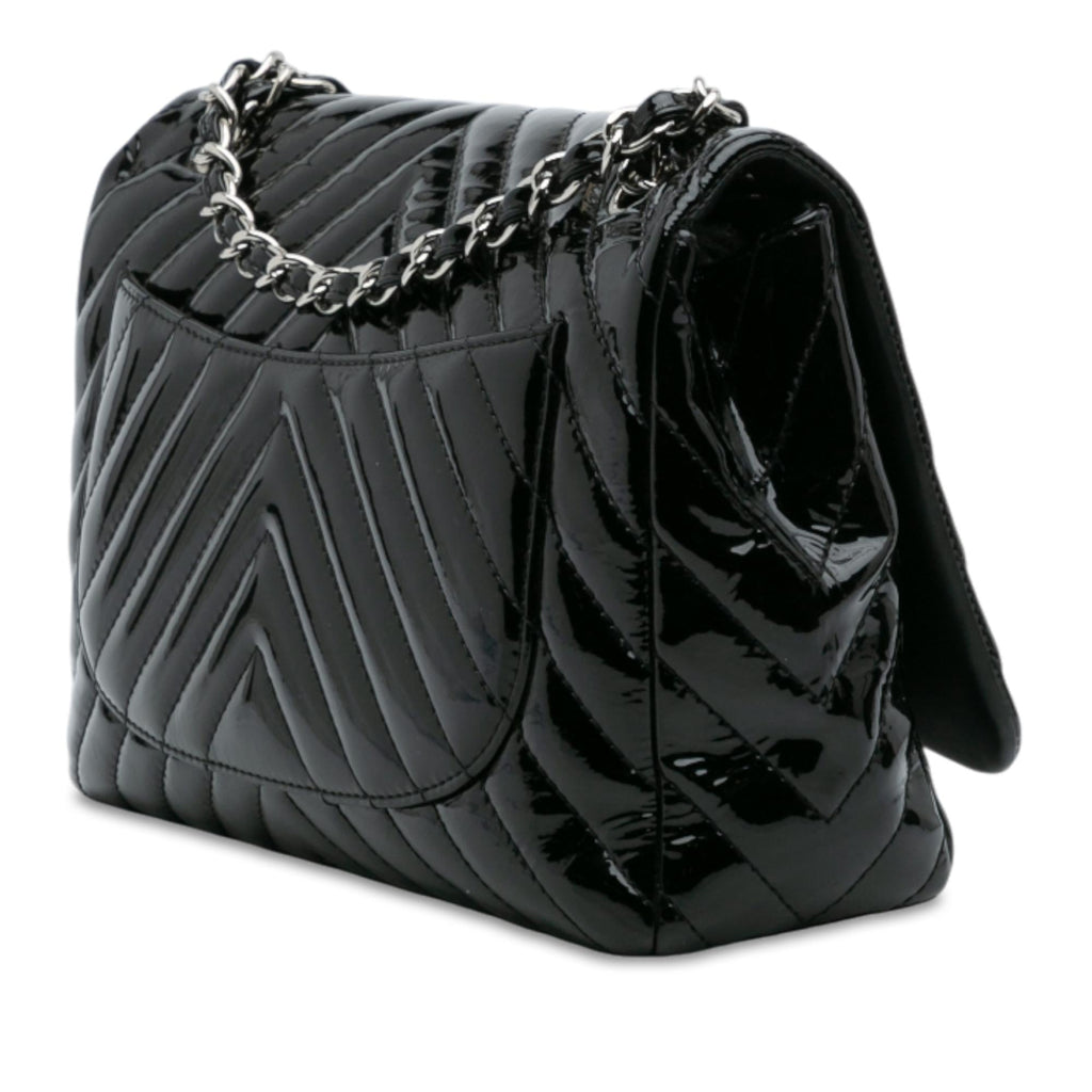 Chanel Jumbo Classic Chevron Patent Single Flap
