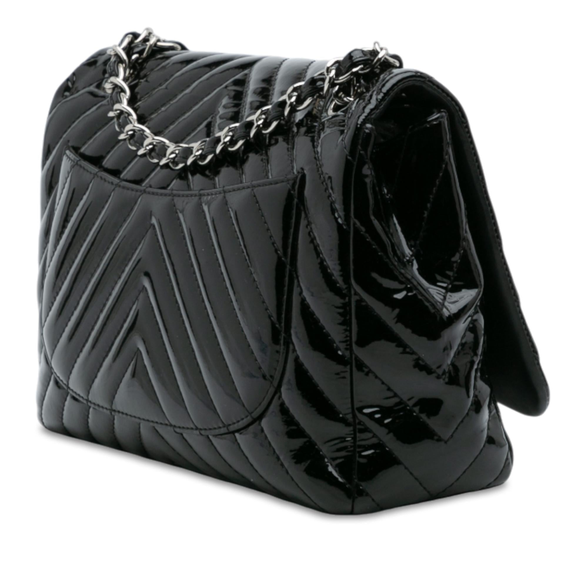 Chanel Jumbo Classic Chevron Patent Single Flap
