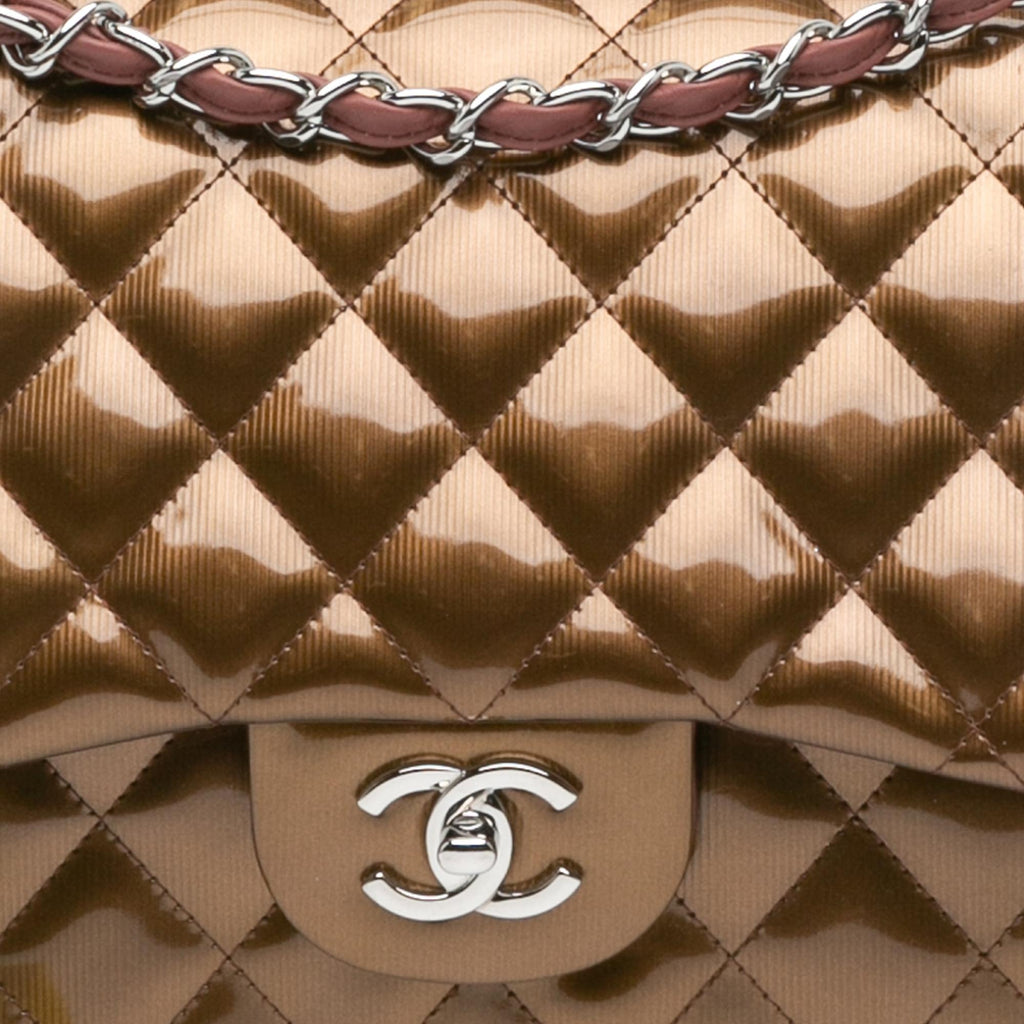 Chanel Jumbo Classic Metallic Patent Double Flap