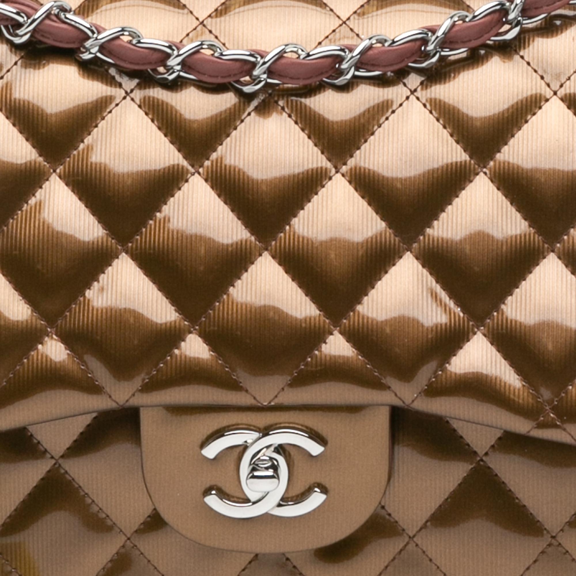 Chanel Jumbo Classic Metallic Patent Double Flap