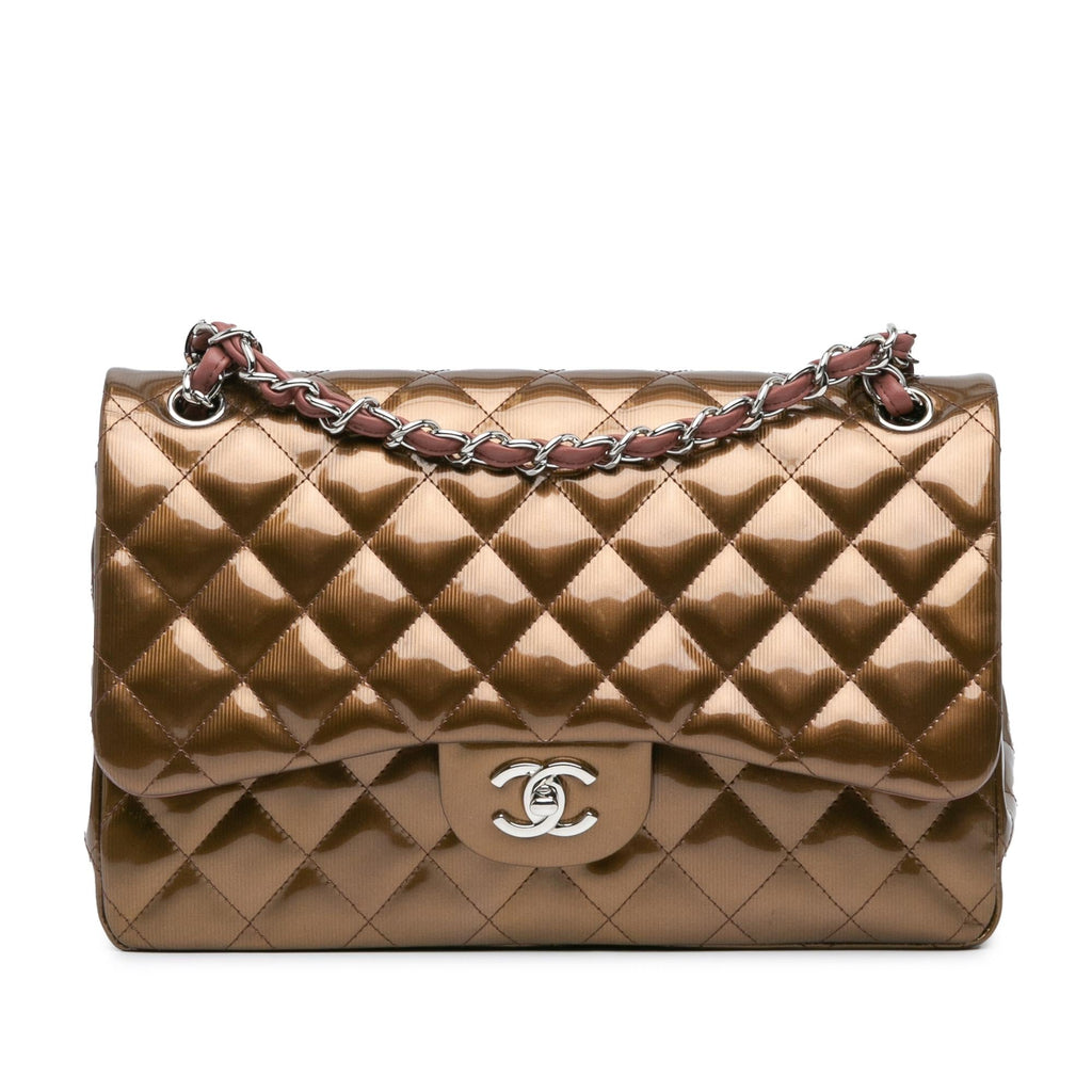 Chanel Jumbo Classic Metallic Patent Double Flap