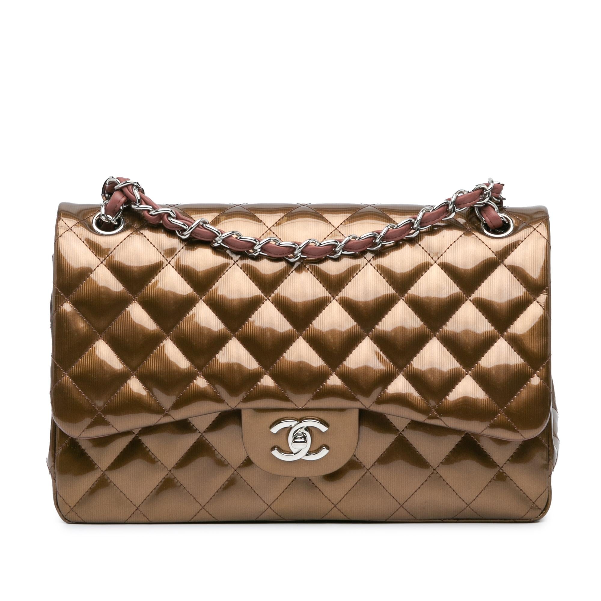 Chanel Jumbo Classic Metallic Patent Double Flap