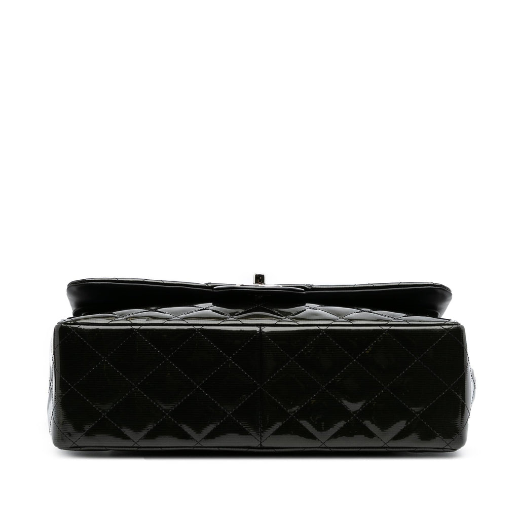 Chanel Jumbo Classic Striped Patent Double Flap