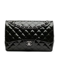 Chanel Jumbo Classic Striped Patent Double Flap