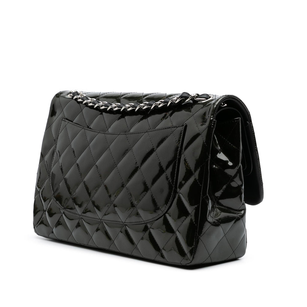 Chanel Jumbo Classic Striped Patent Double Flap