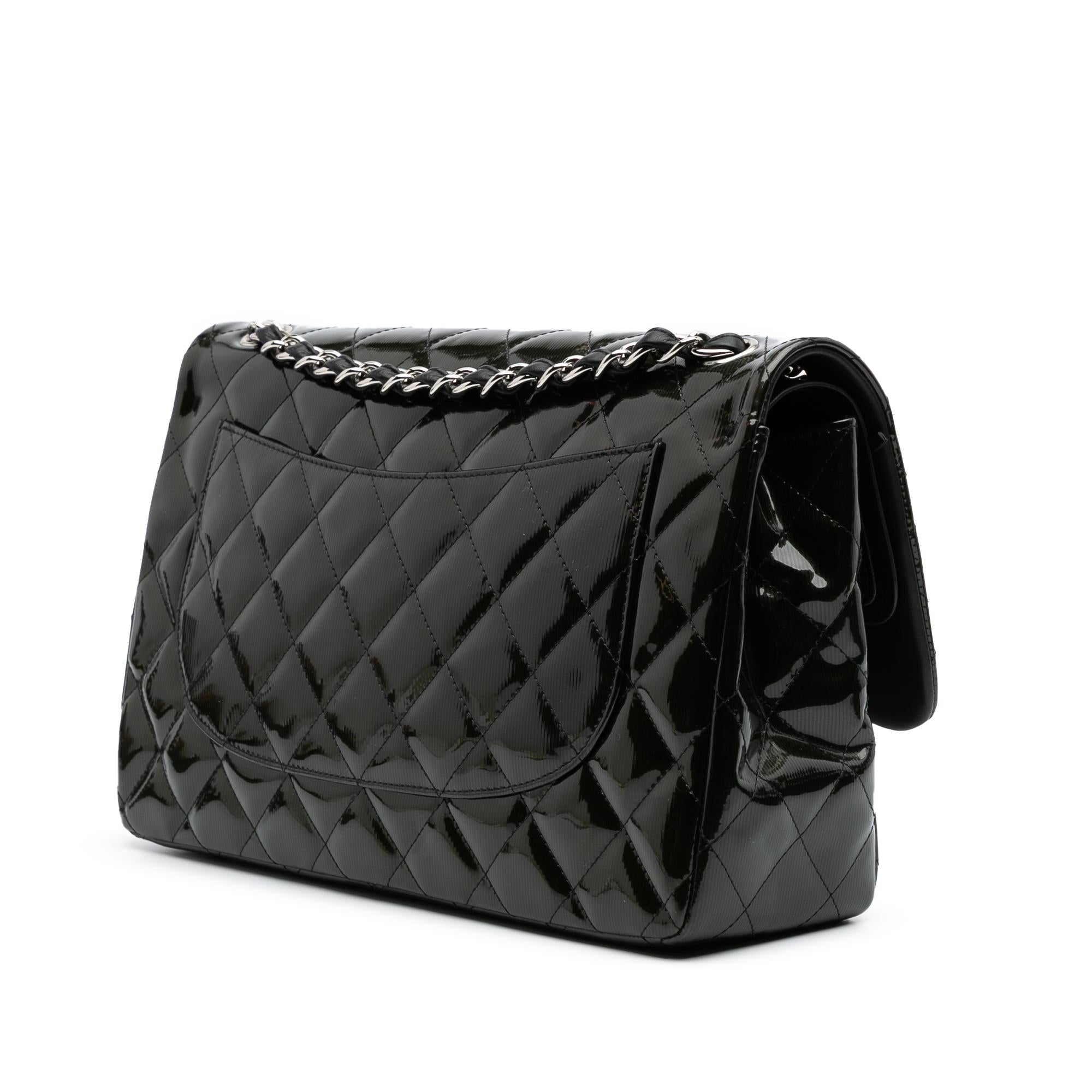 Chanel Jumbo Classic Striped Patent Double Flap