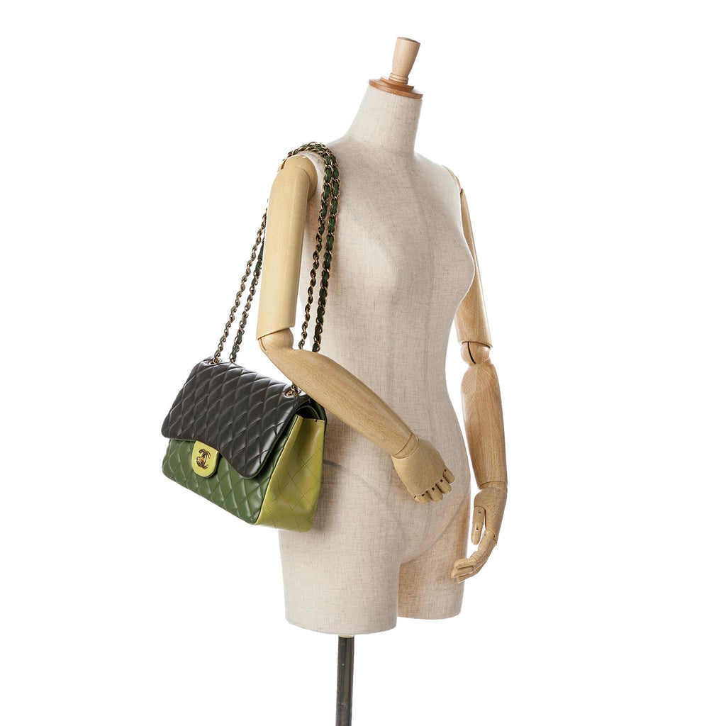 Chanel Jumbo Classic Tricolor Lambskin Double Flap (SHG-9rVF1I)