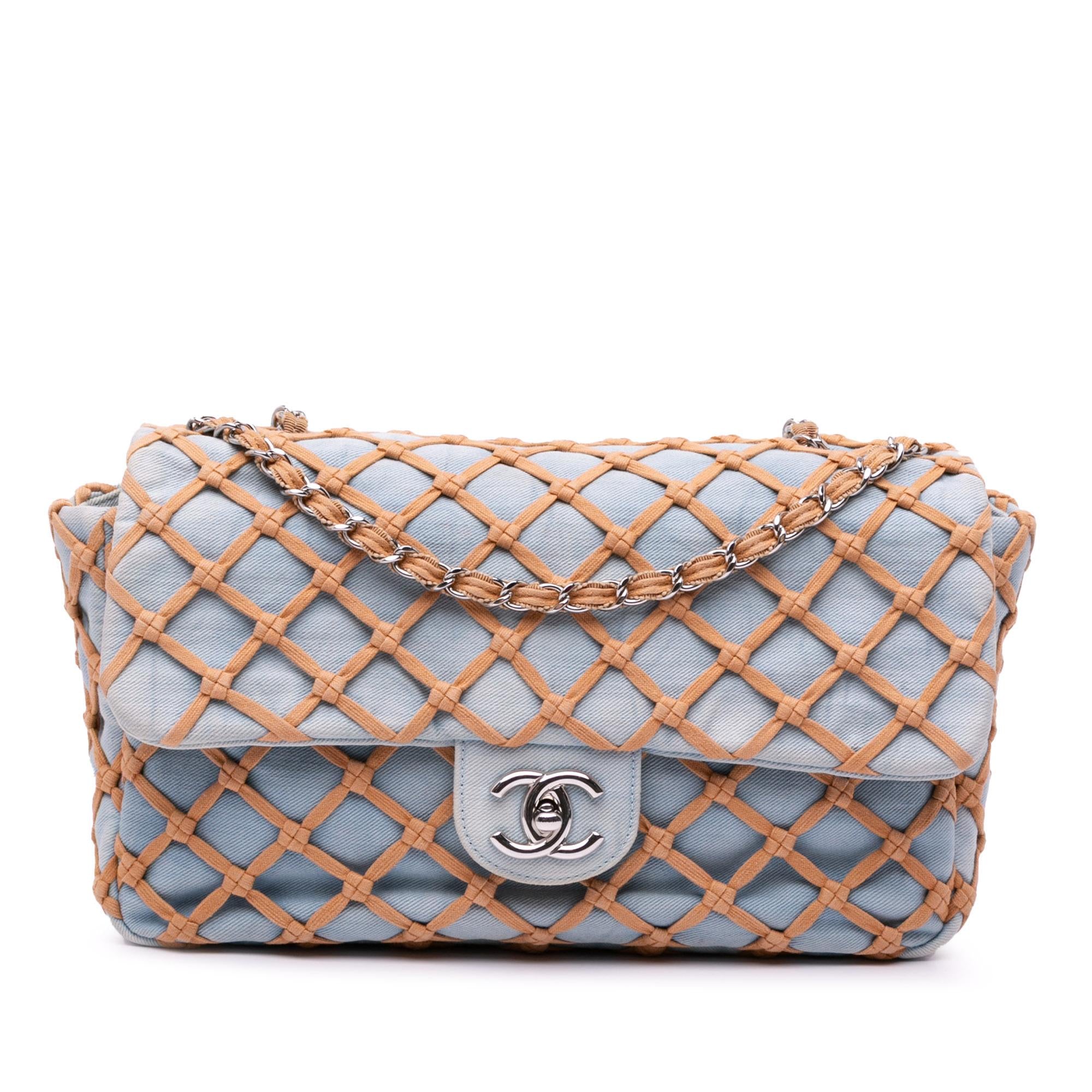 Chanel Jumbo Denim Canebiers Net Flap