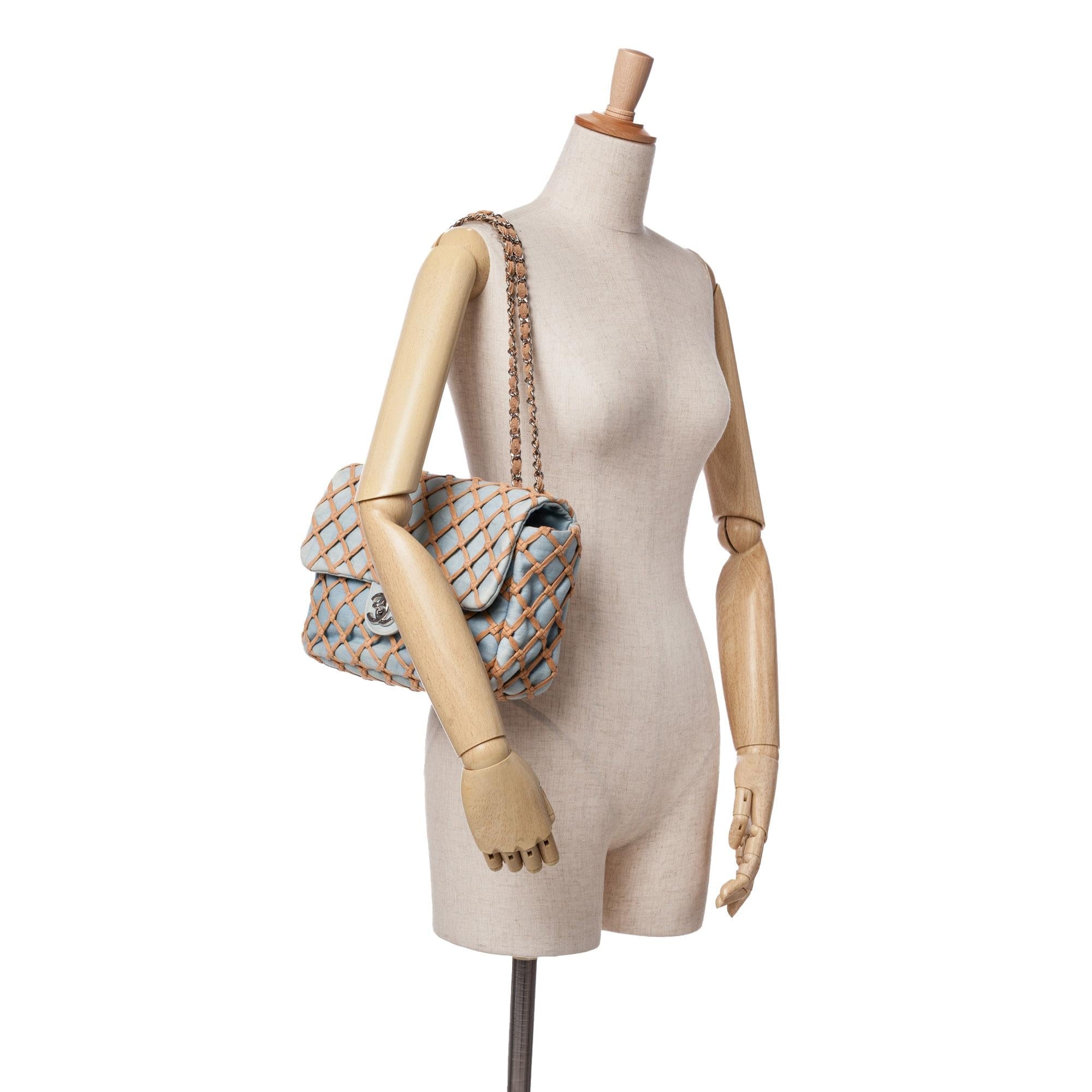 Chanel Jumbo Denim Canebiers Net Flap
