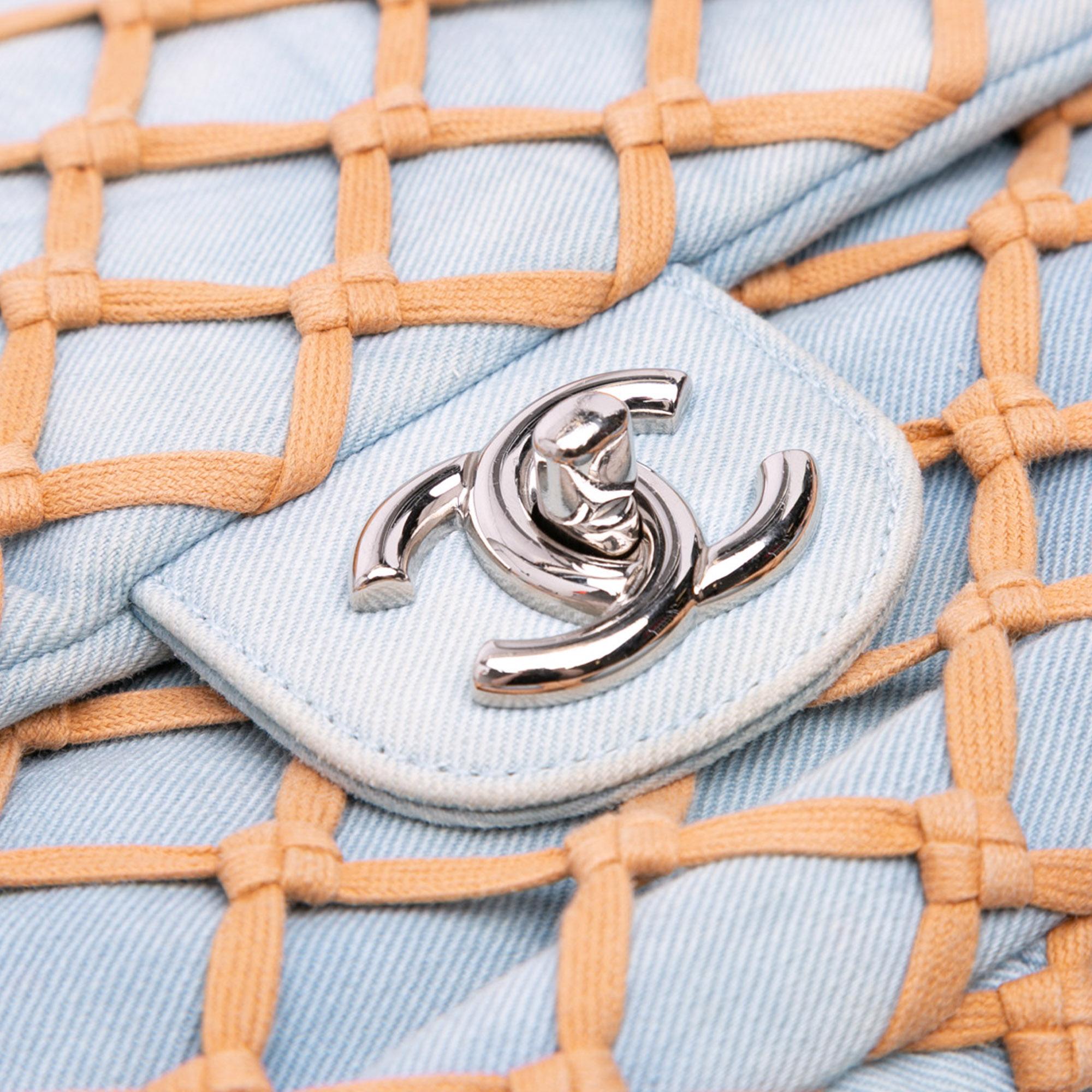 Chanel Jumbo Denim Canebiers Net Flap